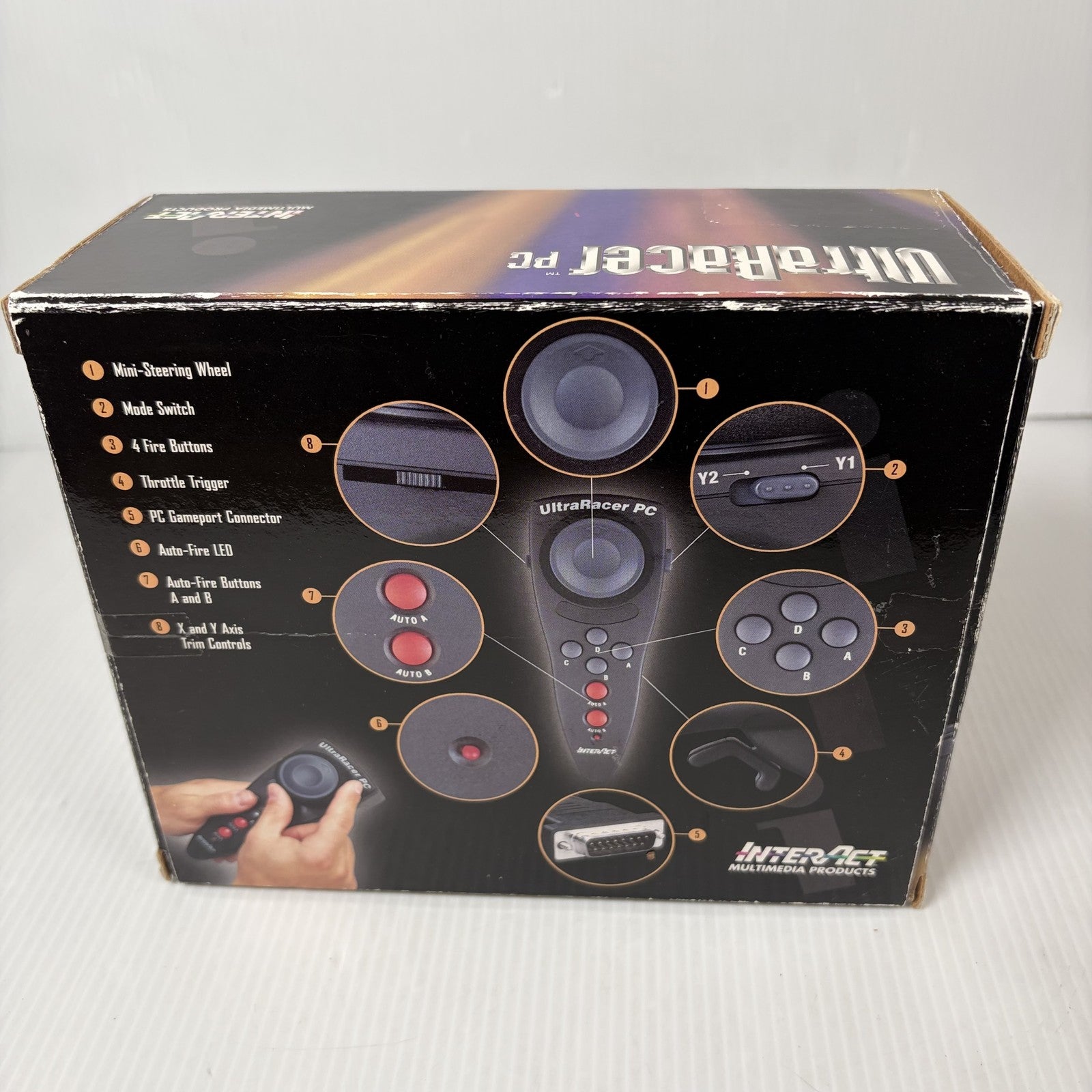 INTERACT UltraRacer PC Mini Hand Racing Wheel Controller for DOS Windows