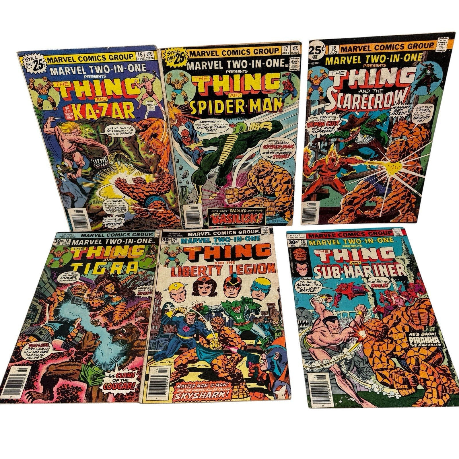The Thing Marvel Two-In-One Lot of 10 Issues 16-20, 28, 55, 58, 60, 61