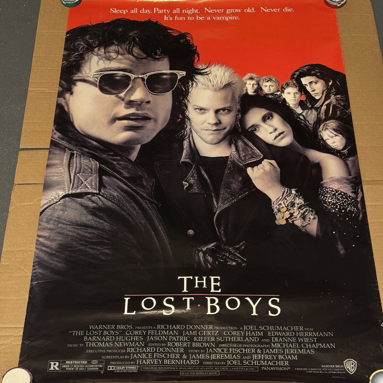 Vintage The Lost Boys Original Movie Poster 1987 Movie Theater Promo 40” X 27”