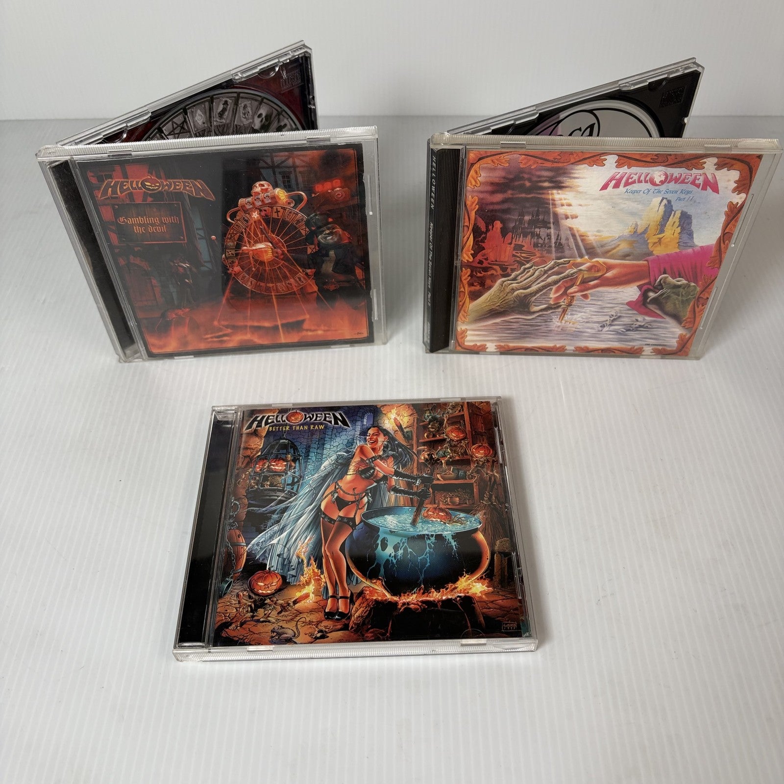 Helloween CD Lot of 3 w/ Poster Keeper of the Seven Keys Part II Better Than Raw