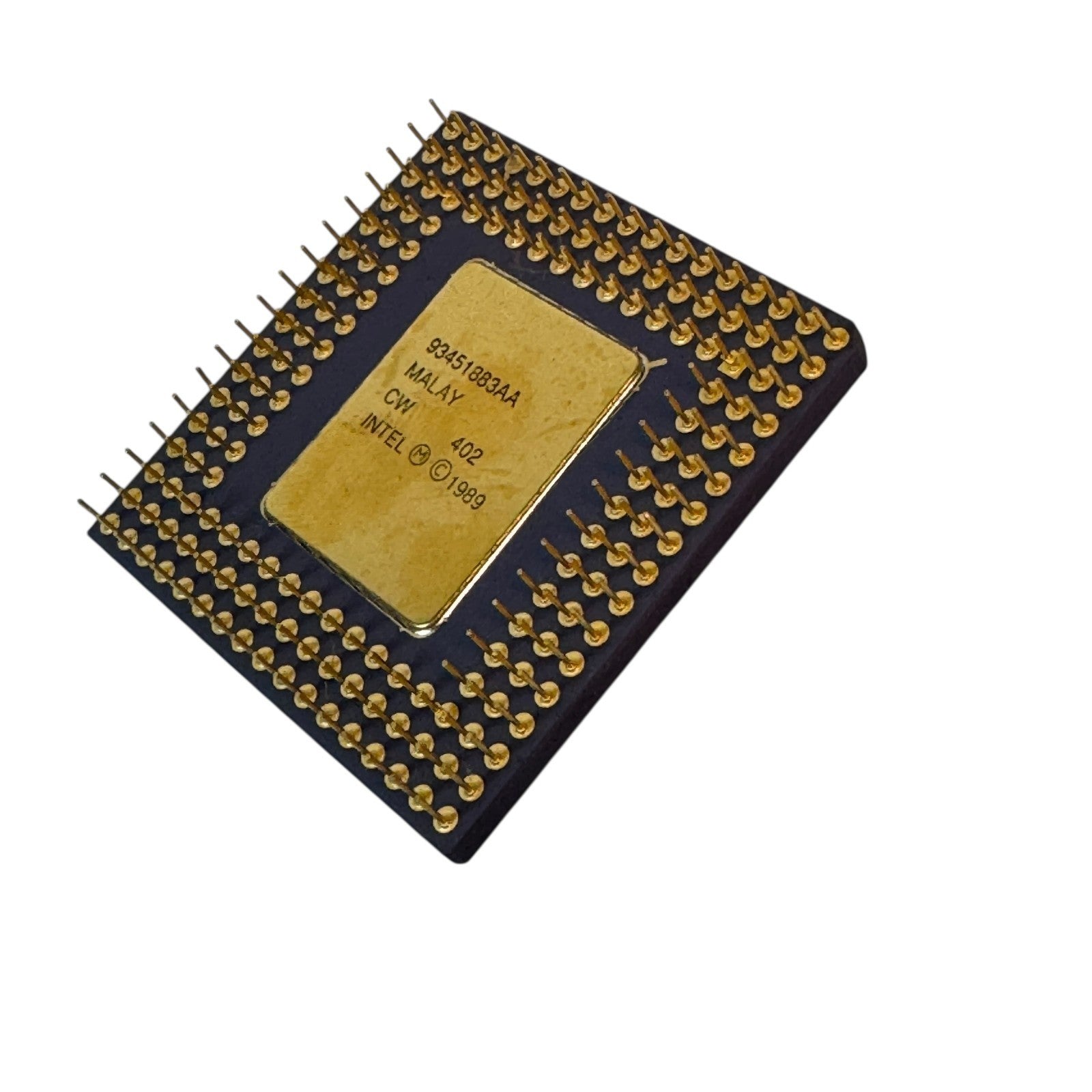 Vintage Intel i486 SX SX680 Intel Retro 1989 Ceramic CPU Processor Chip Gold