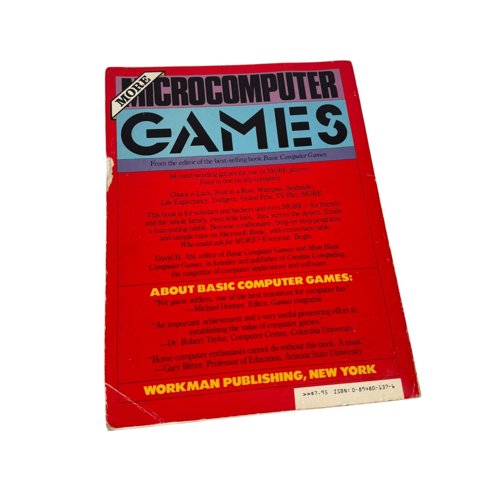 More Basic Computer Games 84 Games RARE David H. Ahl 1979 Programming 1st Print