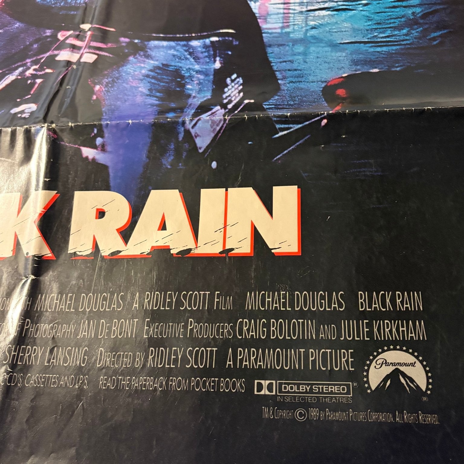 Black Rain 1989 One Sheet Movie Poster Michael Douglas Ridley Scott Vintage