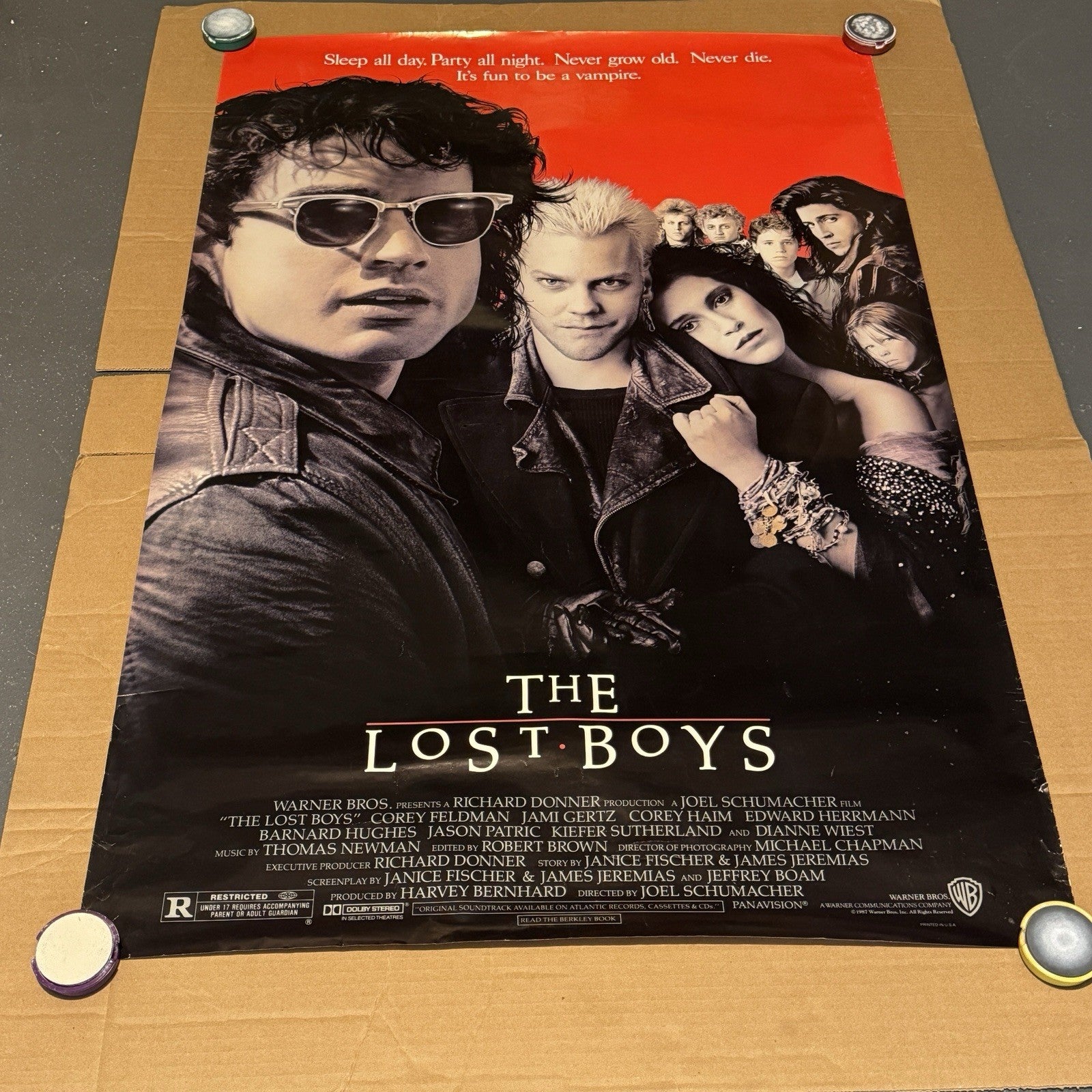 Vintage The Lost Boys Original Movie Poster 1987 Movie Theater Promo 40” X 27”