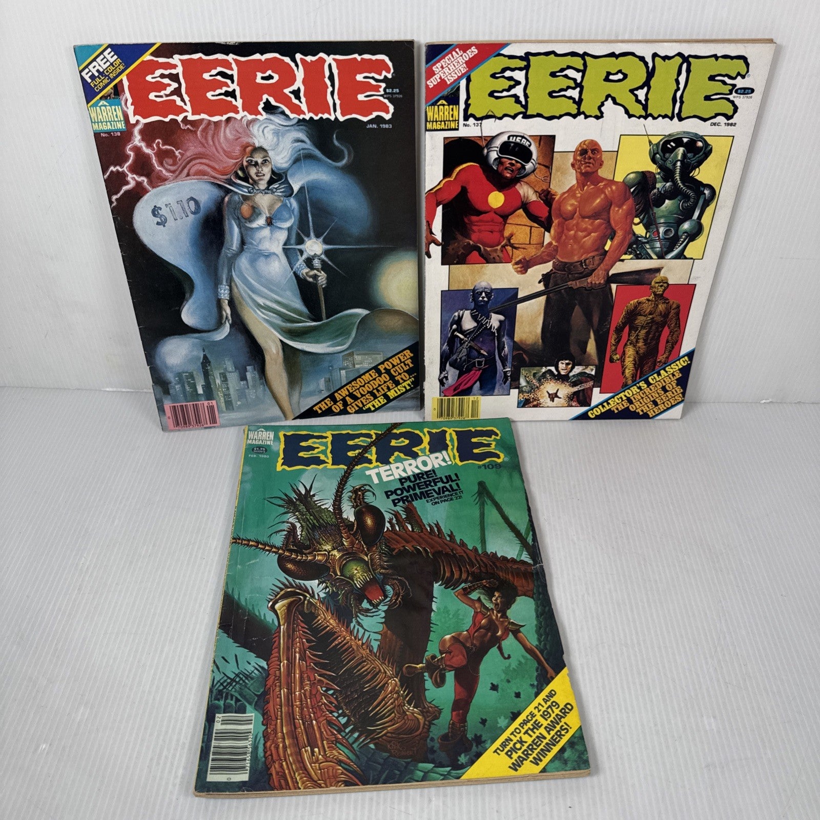Vintage Warren 70s 80s EERIE Magazine Lot OF 6 Horror & Monster Comics