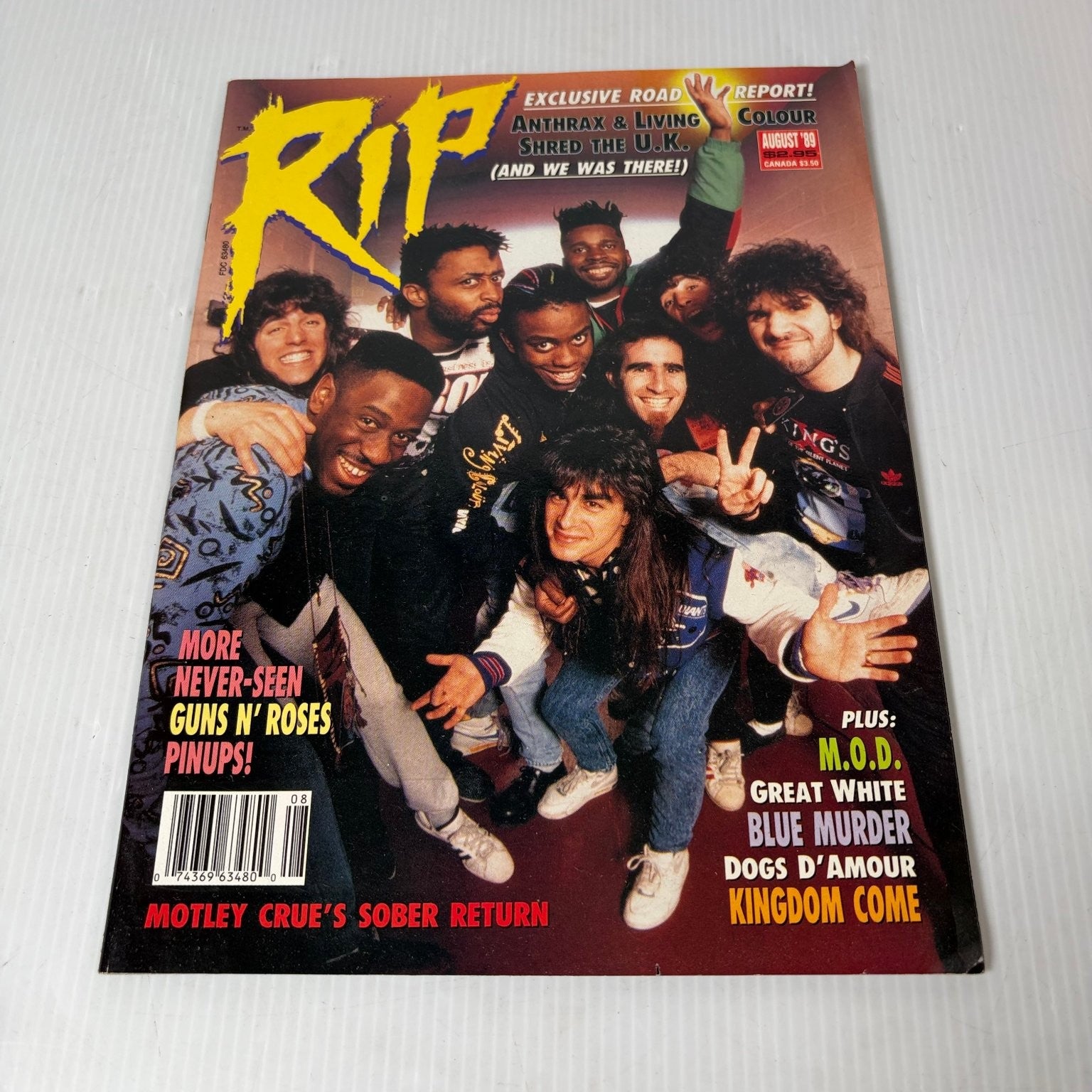 RIP Magazine August 1989 Anthrax Living Colour Motley Crue Heavy Metal