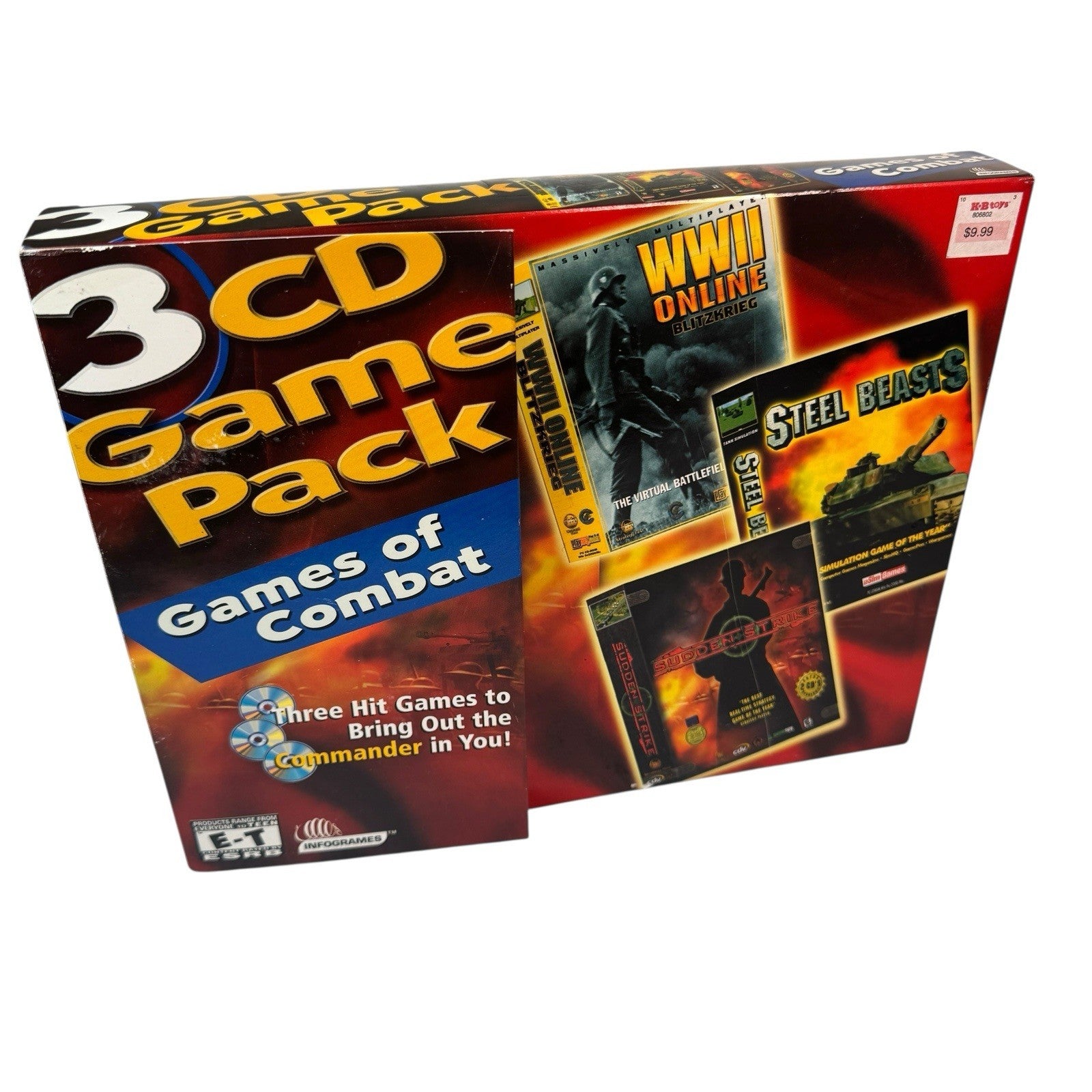 Infogrames 3 CD Game Pack WWII Online Steel Beasts Sudden Strike PC Big Box