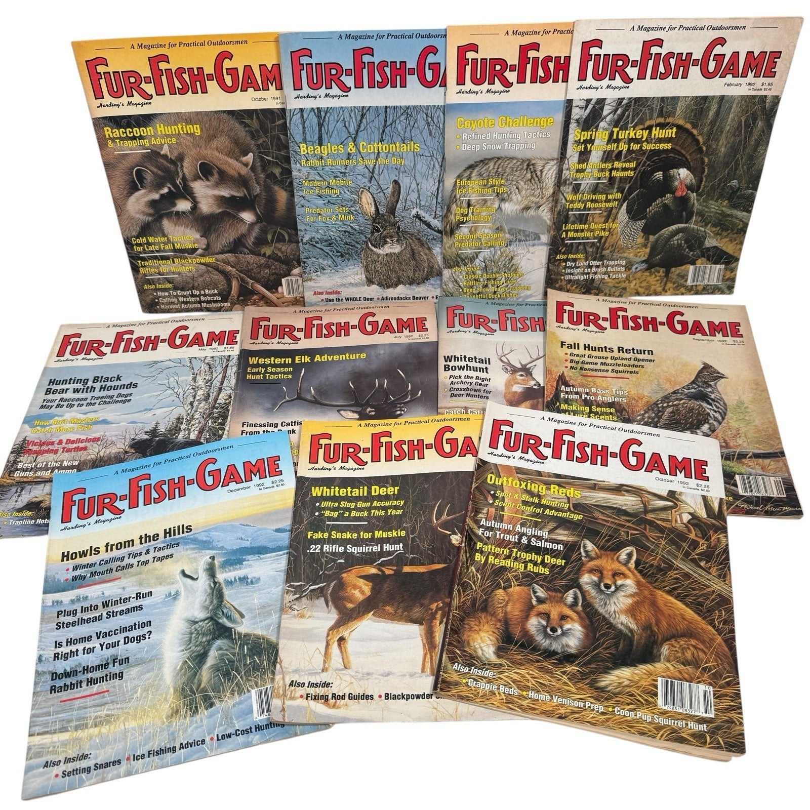 Mixed Lot Of 11 Fur Fish Game Magazines 1991-1992