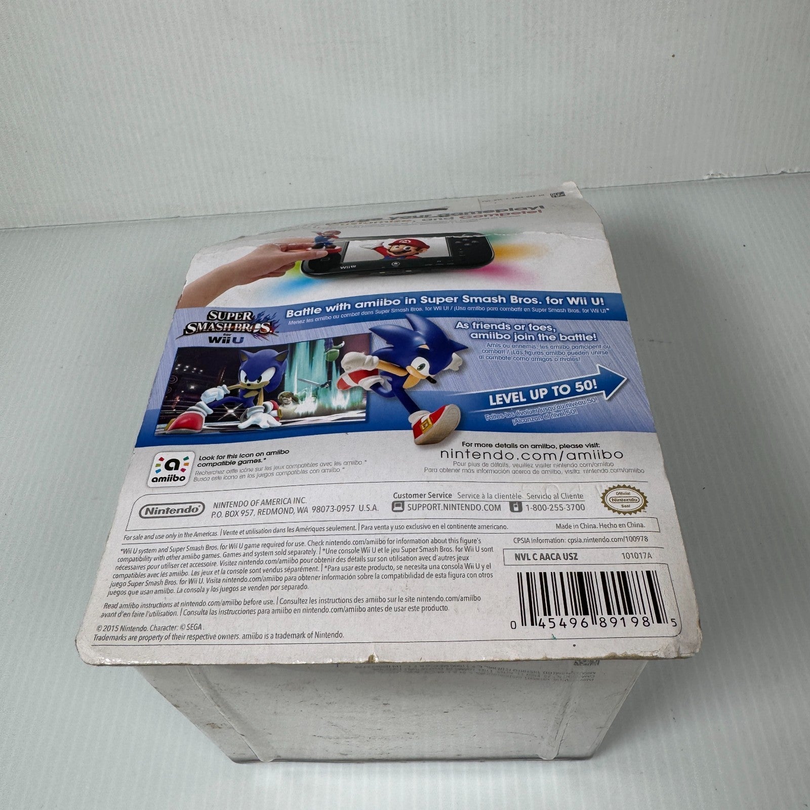 Nintendo Amiibo Sonic Super Smash Bros. Wii U Figure Sealed in Box w/ Wear
