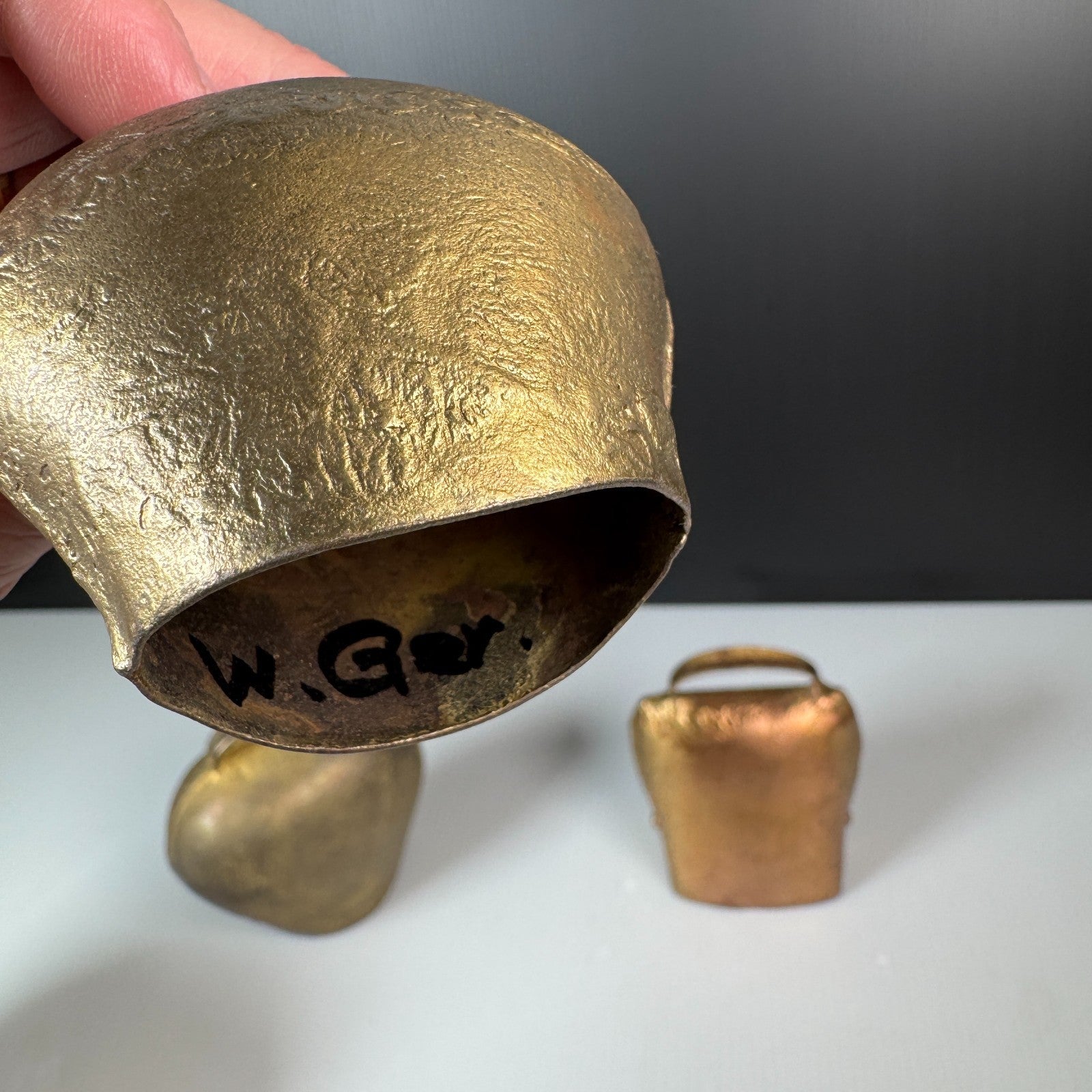 Vintage Lot of 5 Swiss & West Germany Brass Cowbells (No Clappers)