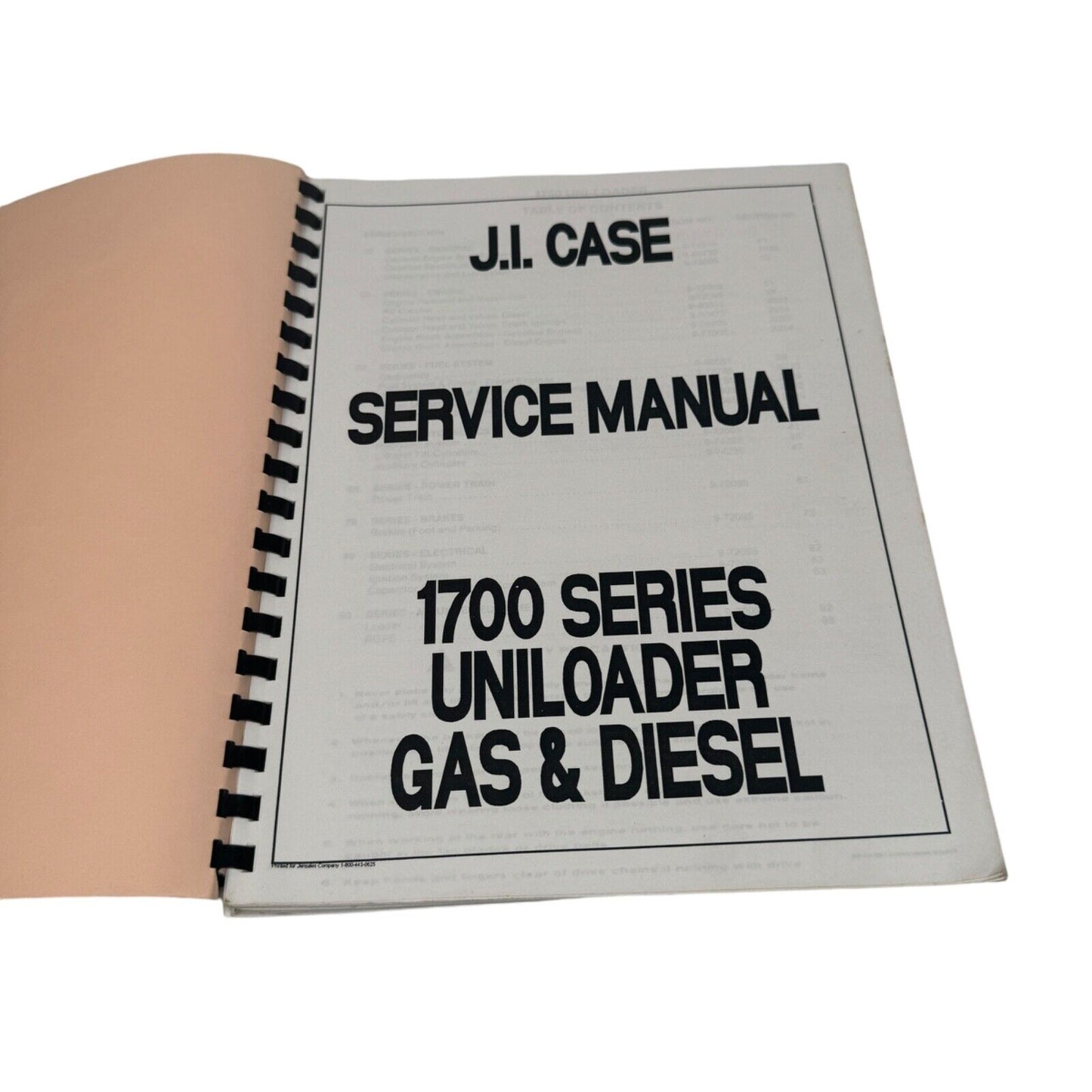 J.I. Case 1700 Series Uniloader Gas & Diesel Service Manual Jensales CA-S-1700