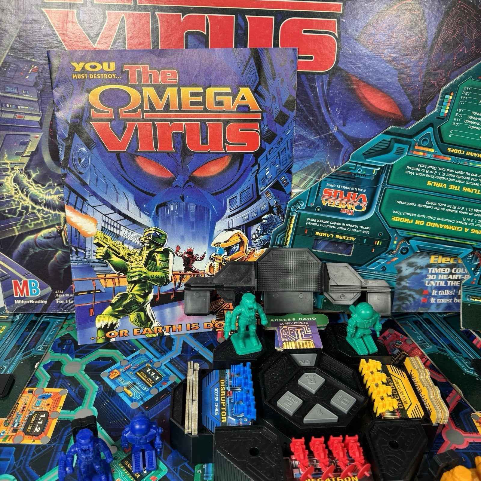 Vintage 1992 Omega Virus Board Game Complete As Is Non-Working Electronics