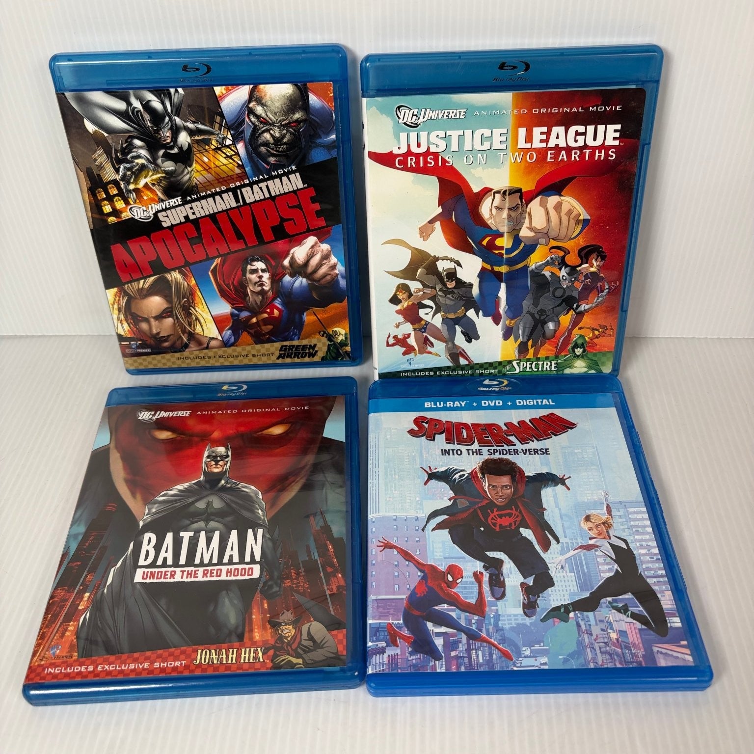 Lot of 5 Animated Superhero Blu-ray Into the Spiderverse Justice League Batman