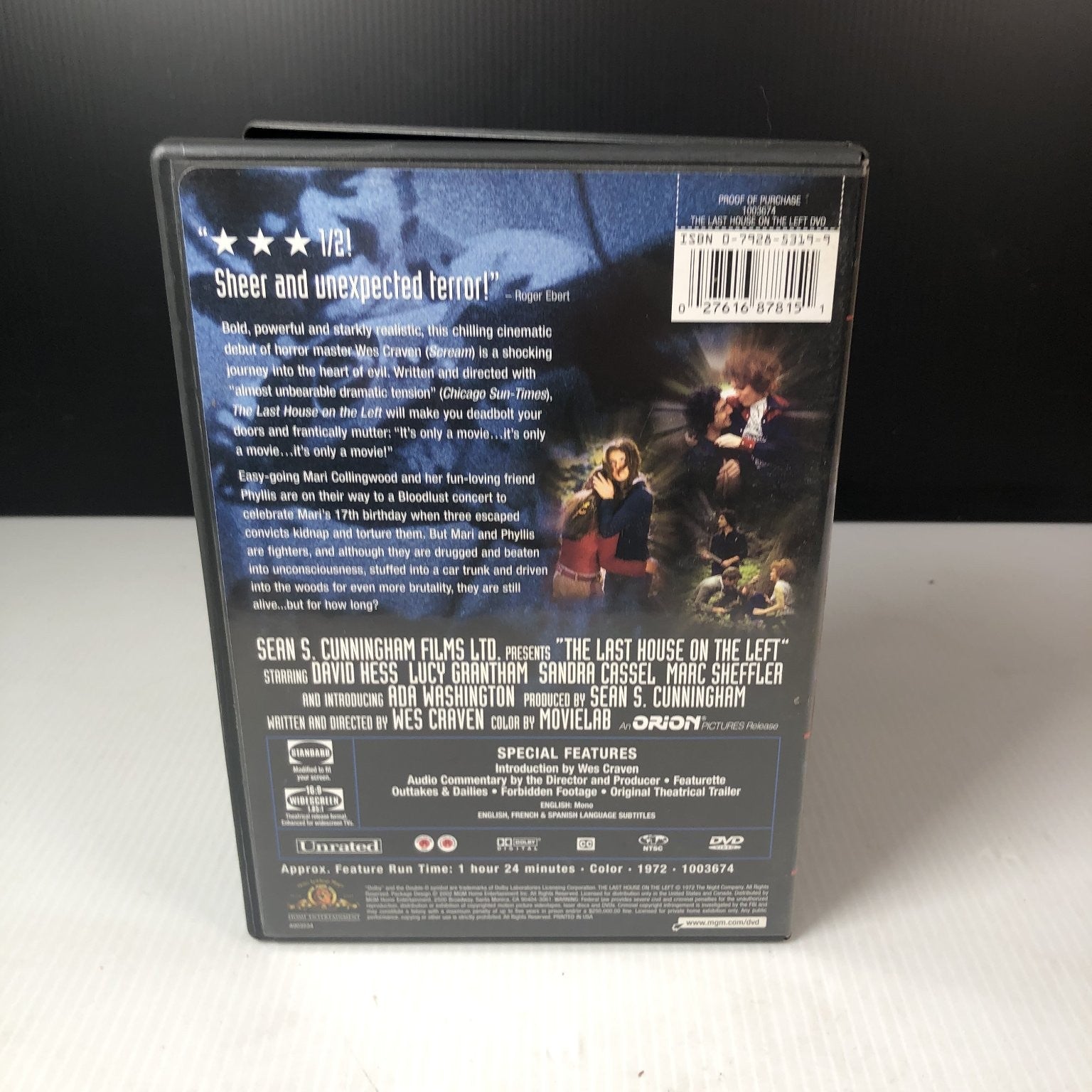 The Last House on the Left DVD 1972 Unrated Horror Wes Craven Special Features