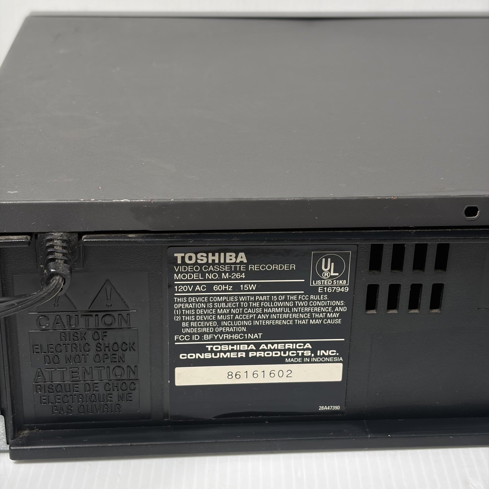 Toshiba M-264 4-Head VCR Video Cassette Recorder Player Pro Drum