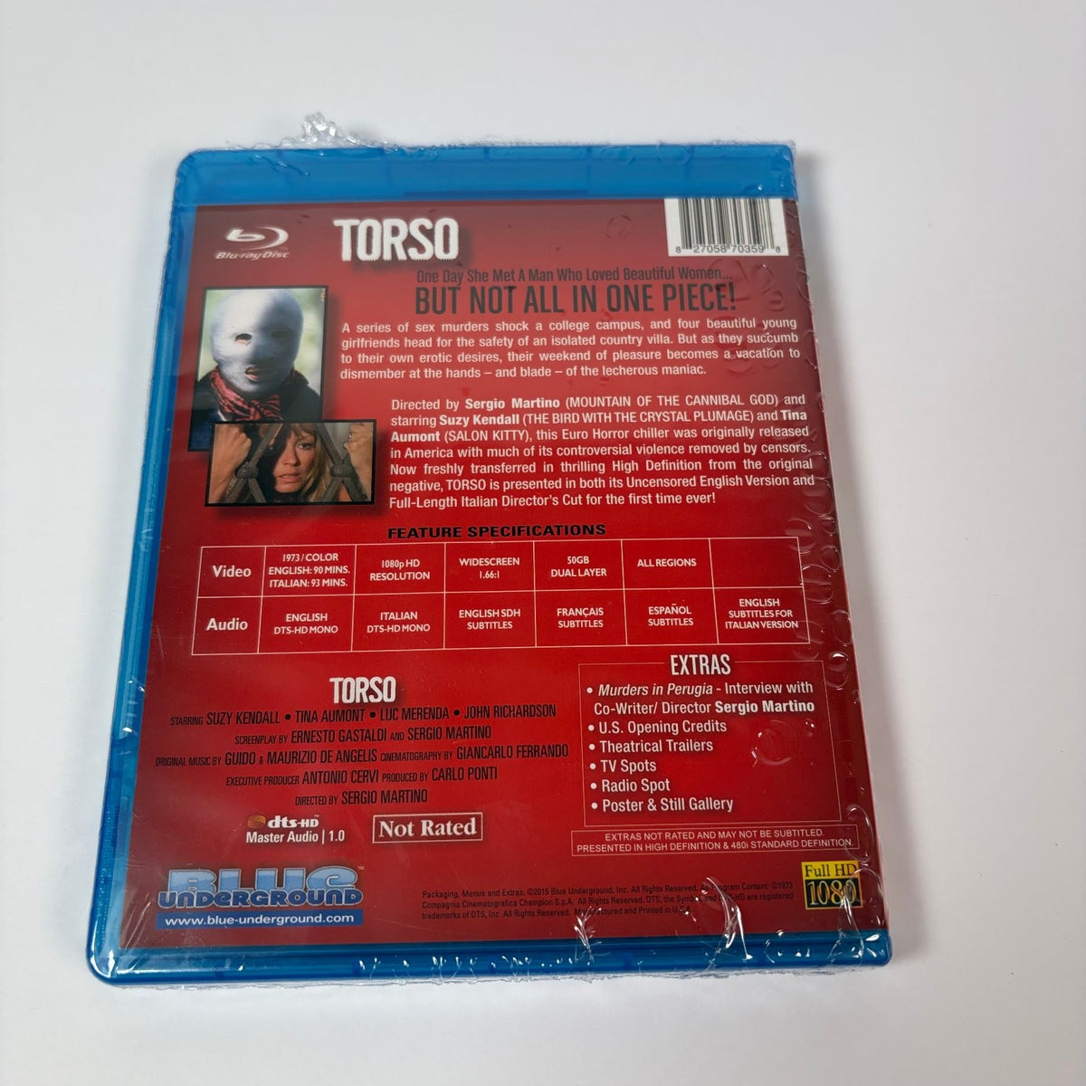 Torso Blu-ray Disc Blue Underground Sergio Martino 1973 Horror Blue Underground