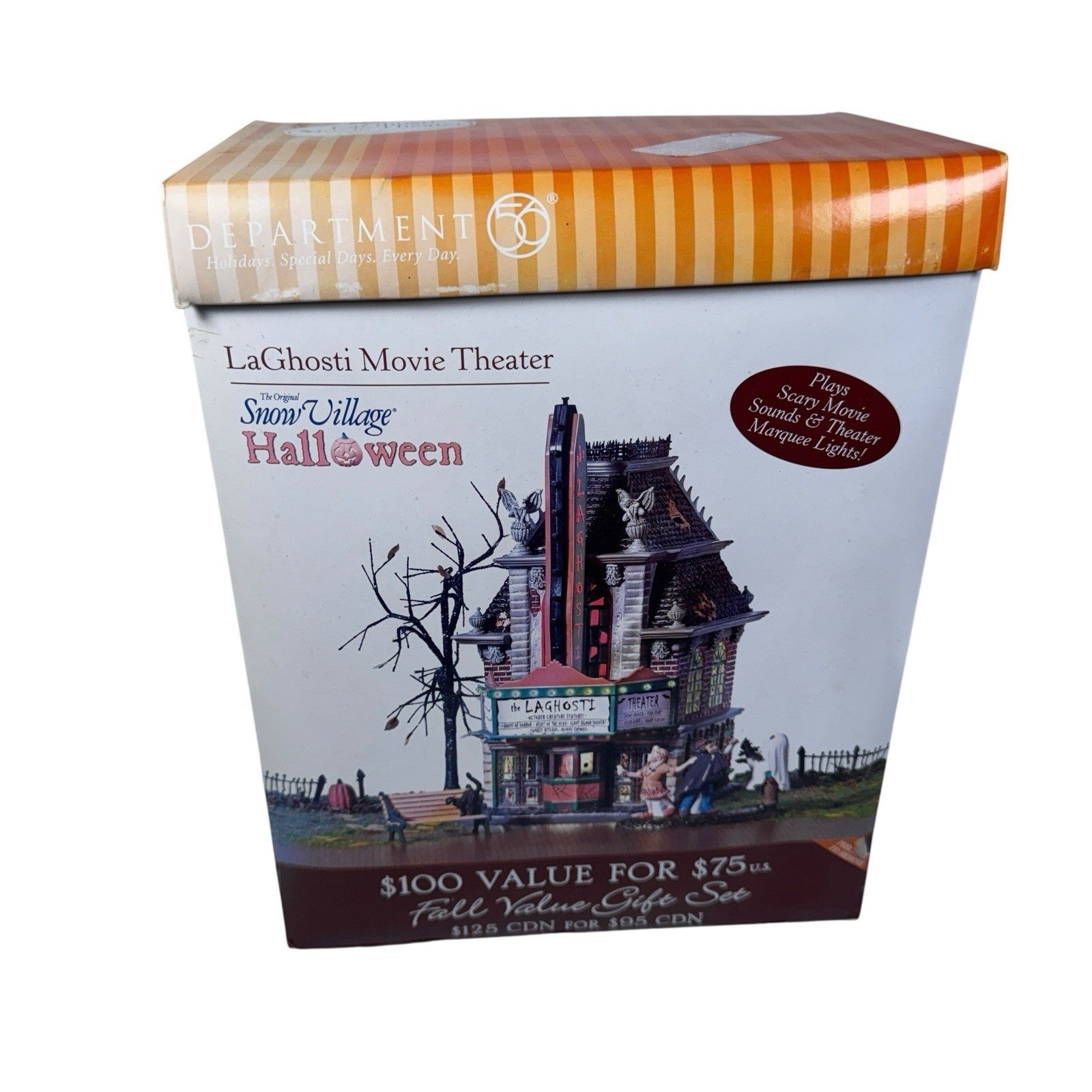 Department 56 Snow Village Halloween LaGhosti Movie Theater 55374 Tested Working