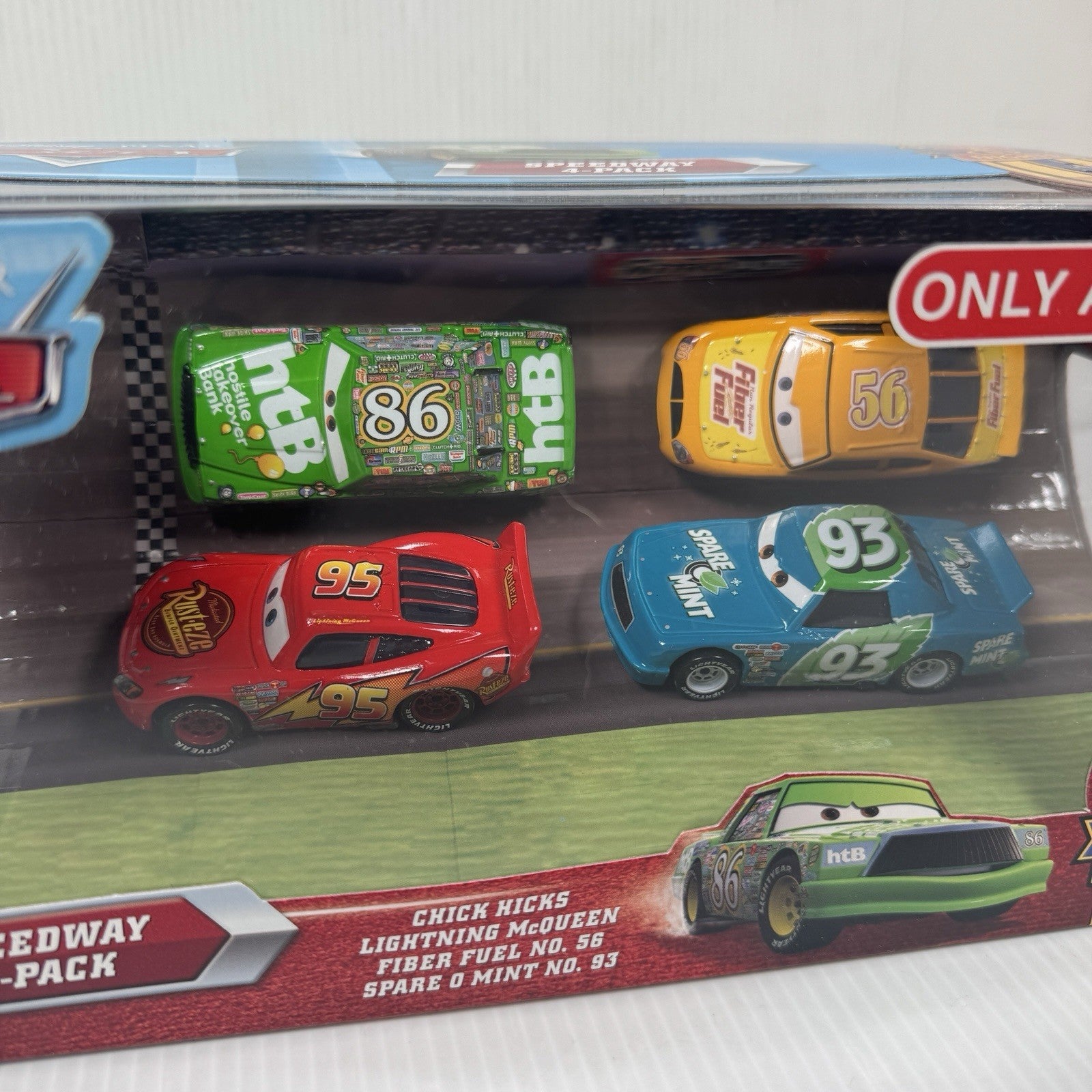 Disney Pixar Cars Speedway 4-Pack Chick Hicks Fiber Fuel Spare O Mint WOC R9452