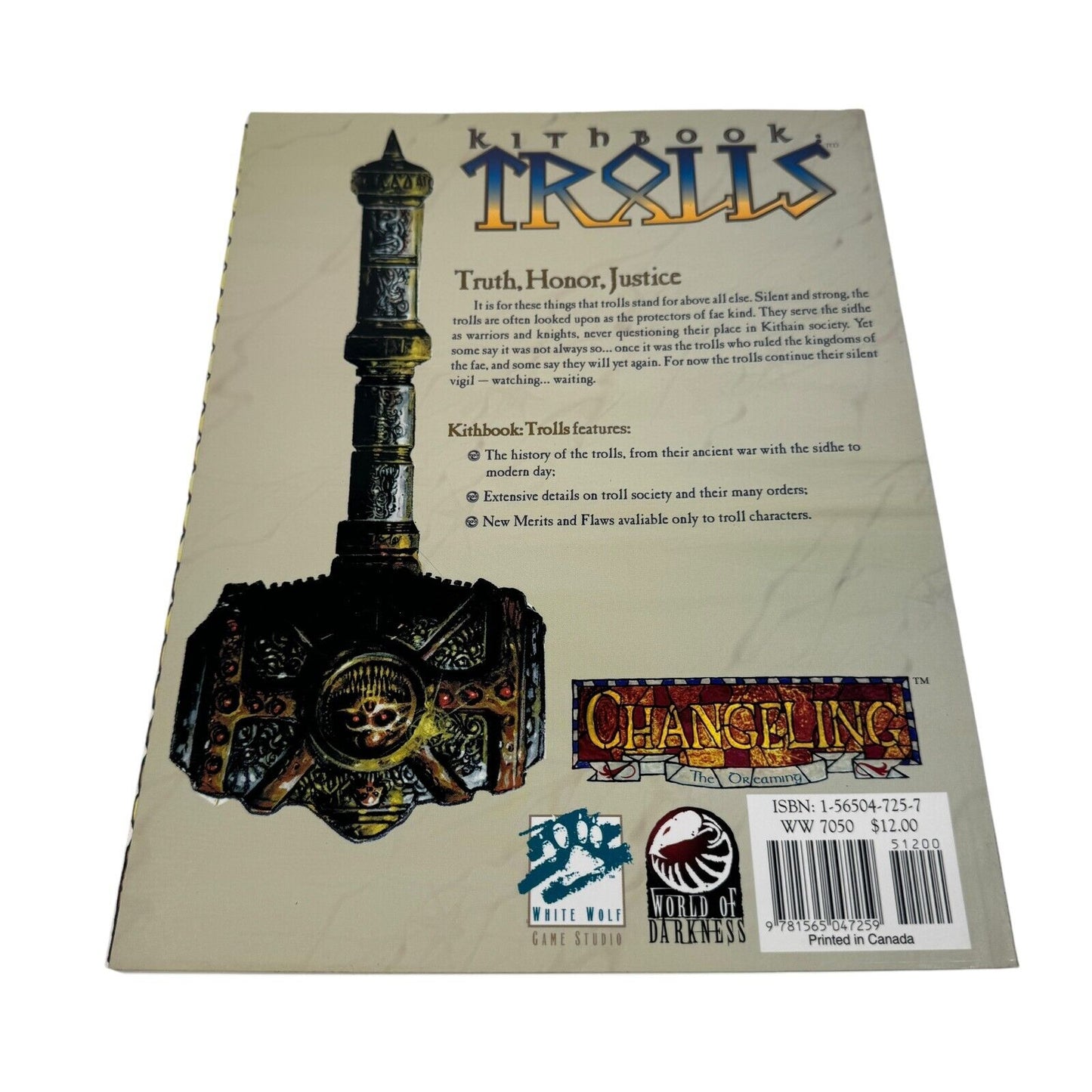 Kithbook: Trolls RPG Sourcebook for Changeling: The Dreaming White Wolf 1996