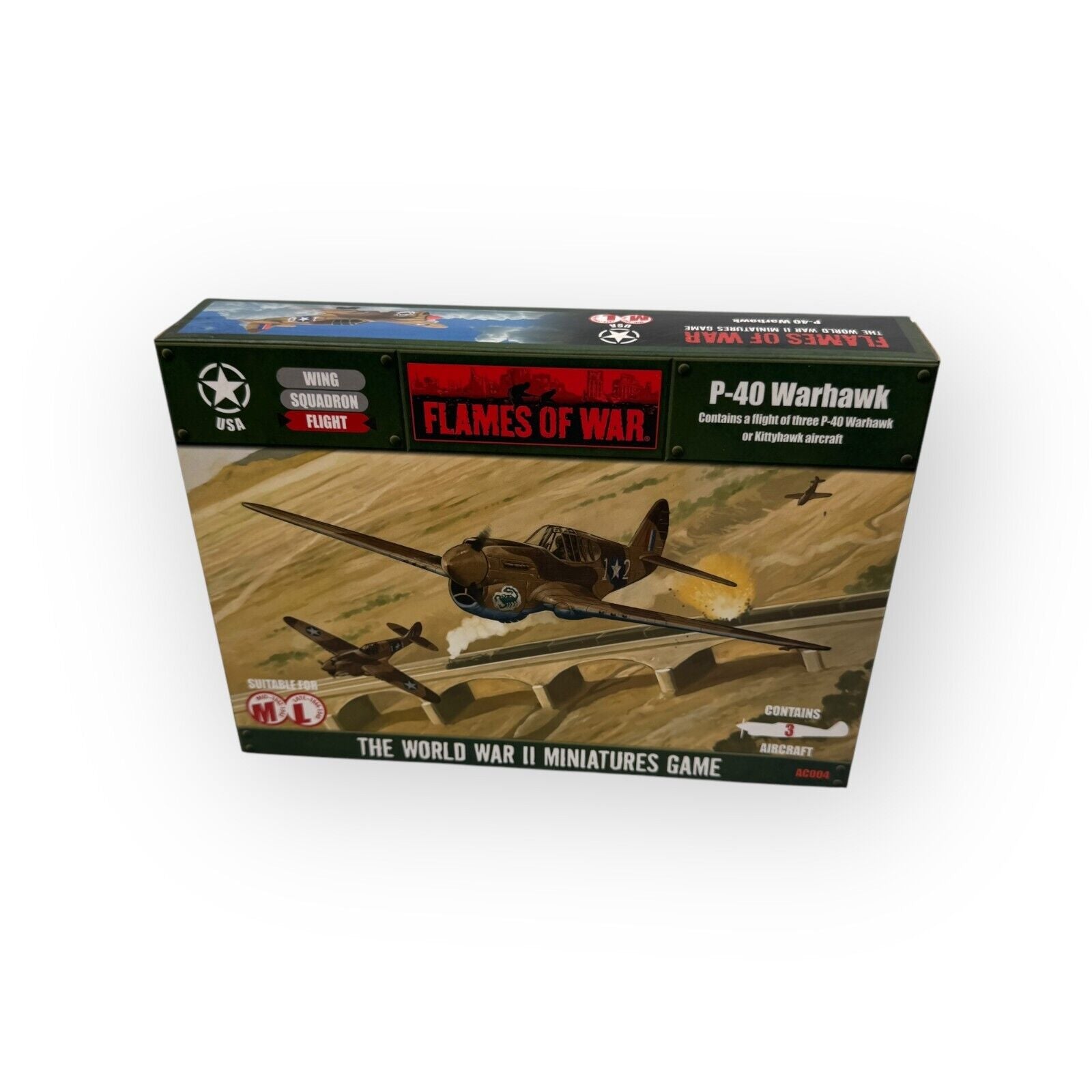 Flames of War World War II P-40 Warhawk USA Fighter Plane Set of 3 New OOP