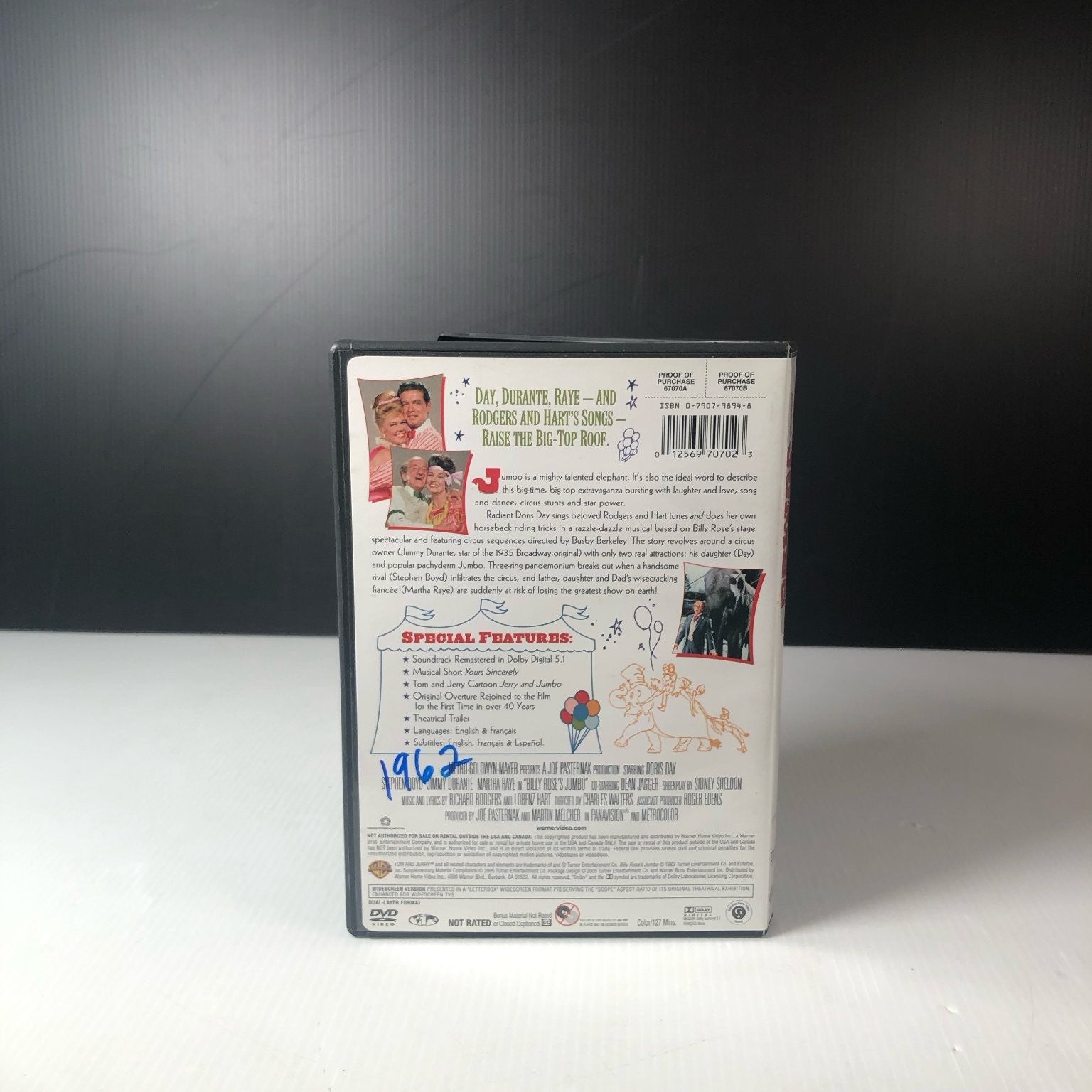 Billy Rose's Jumbo DVD 1962 Doris Day Jimmy Durante Musical Special Features