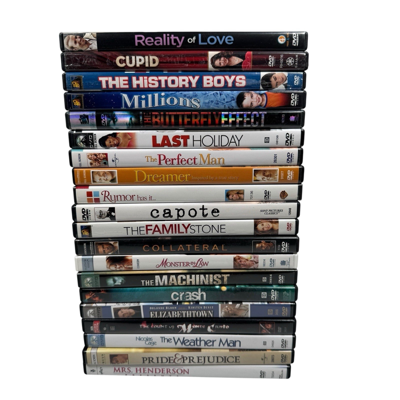 Lot Of 20 DVD Drama & Romance Movies w/Crash, Butterfly Effect, Machinist +More