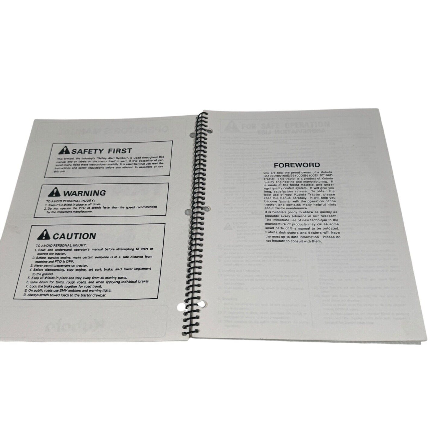 Kubota B5100 B6100 B7100 D E Tractor Operators Owners Manual Book B5100D B6100D