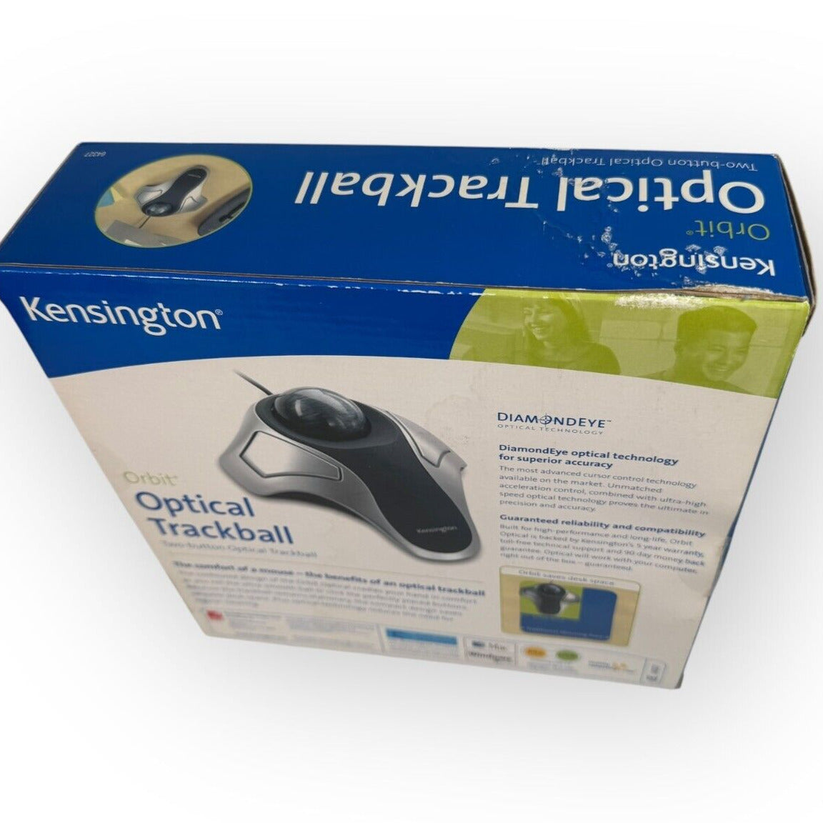 Kensington Orbit Optical Trackball Diamondeye Ergonomic Mouse Used in Open Box