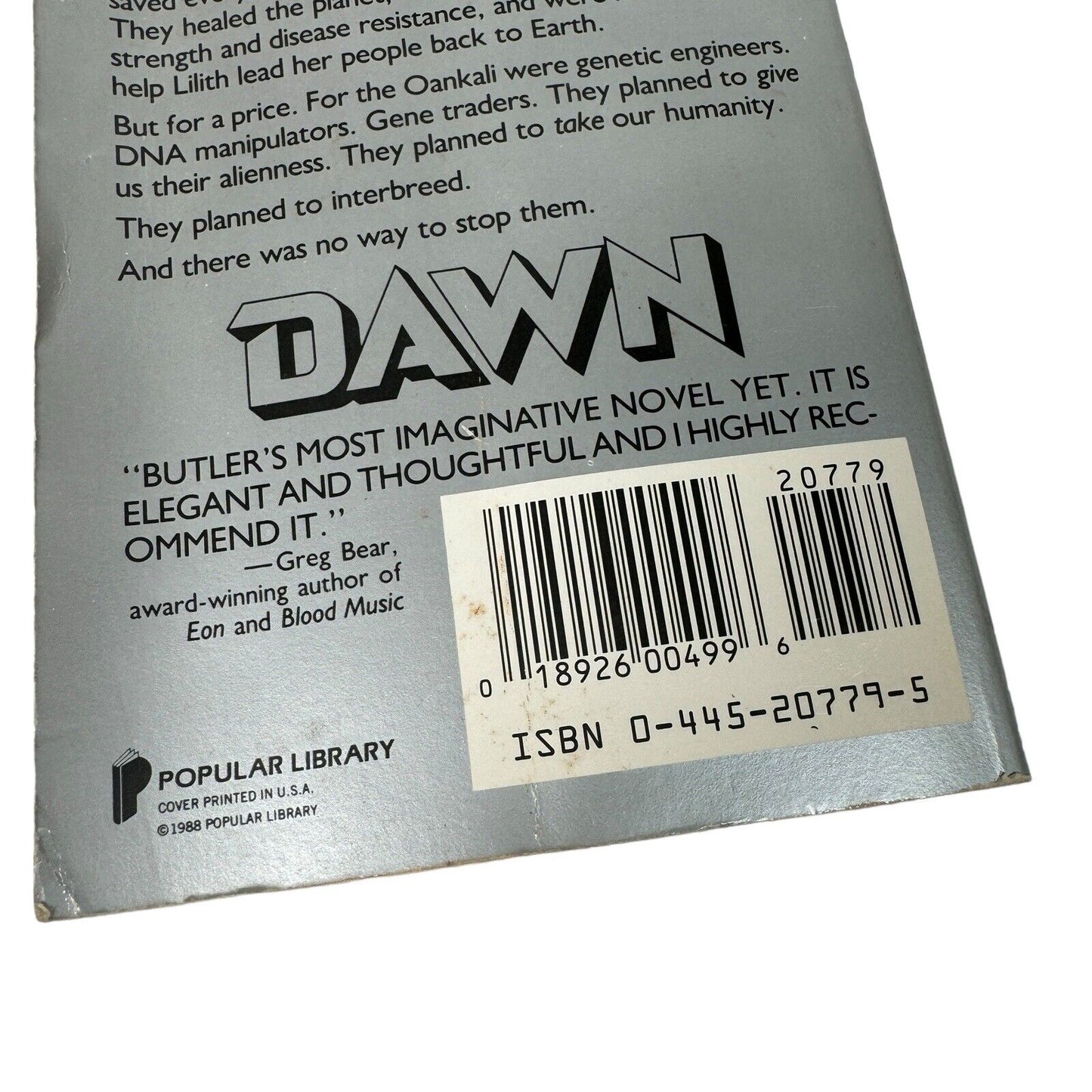Dawn Xenogenesis Octavia E. Butler Popular Library Paperback 1988 Novel Questar