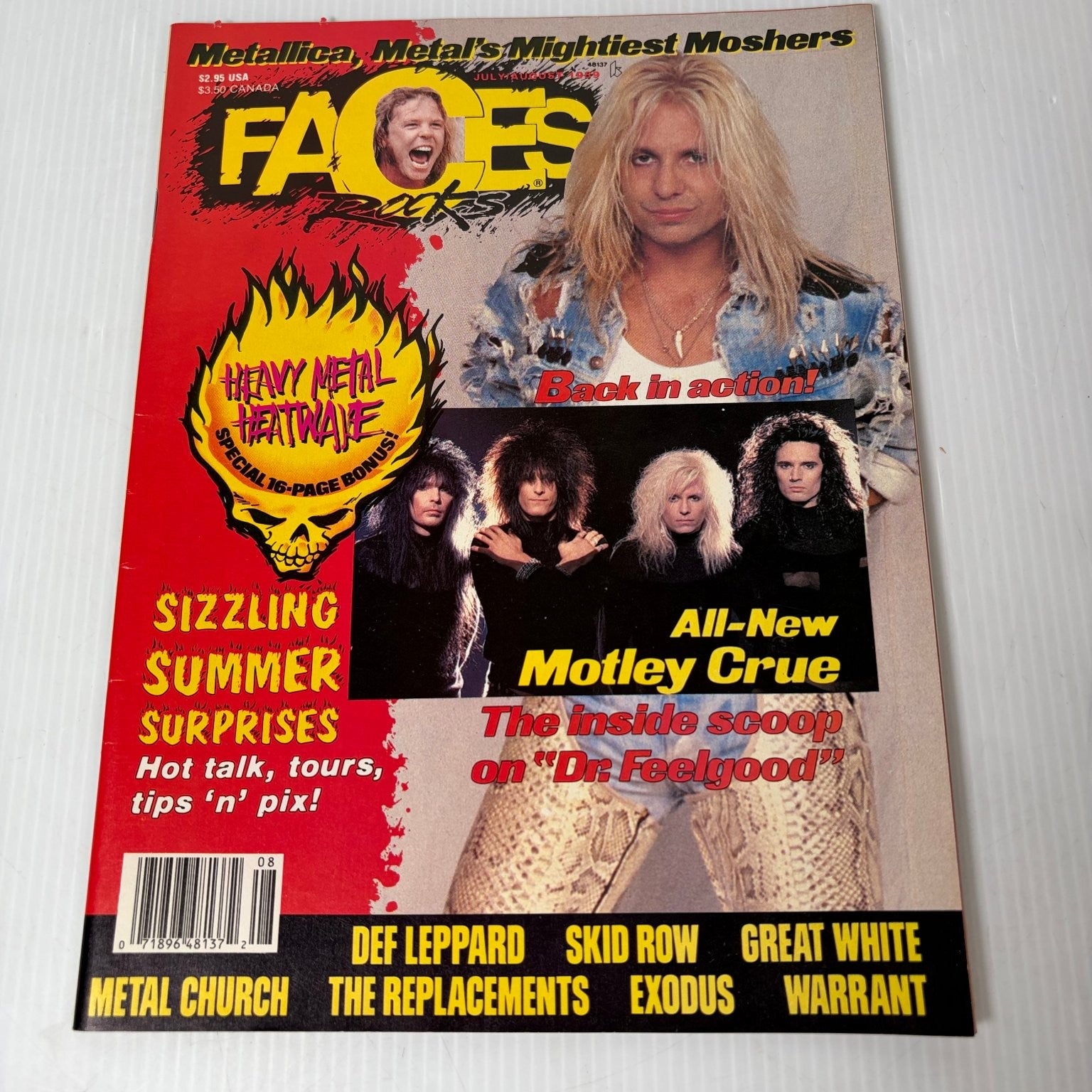 FACES Magazine July August 1989 Vince Neil Motley Crue Heavy Metal