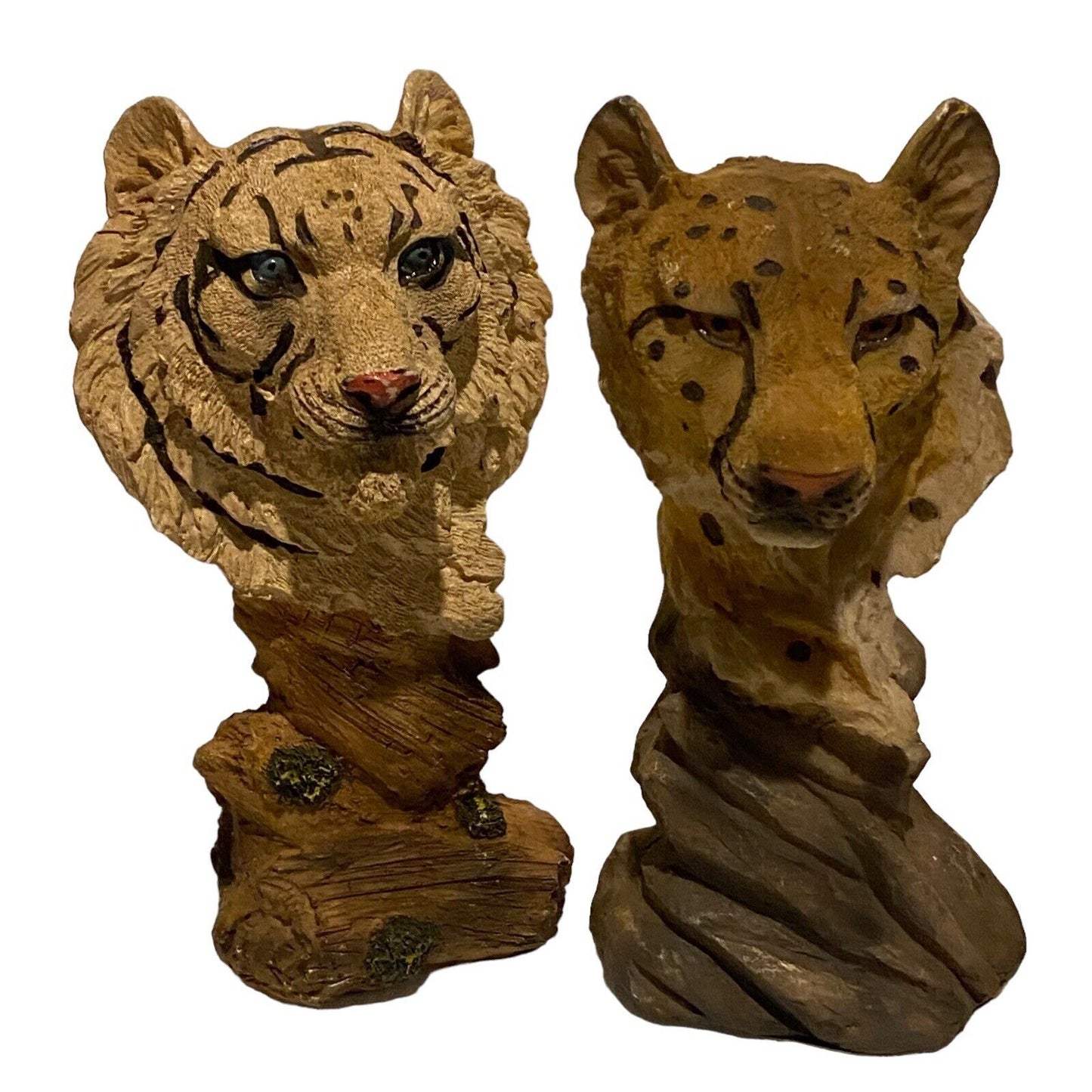 Lot 4x Greenbrier Int’l Safari Animal Head Statuettes Rhino Tiger Cheetah