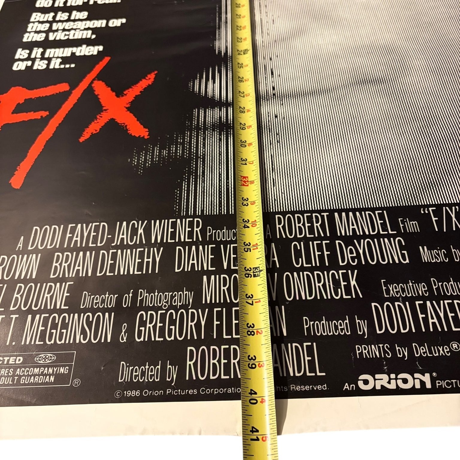 Vintage F/X 1986 One-Sheet Movie Poster Bryan Brown Brian Dennehy Thriller