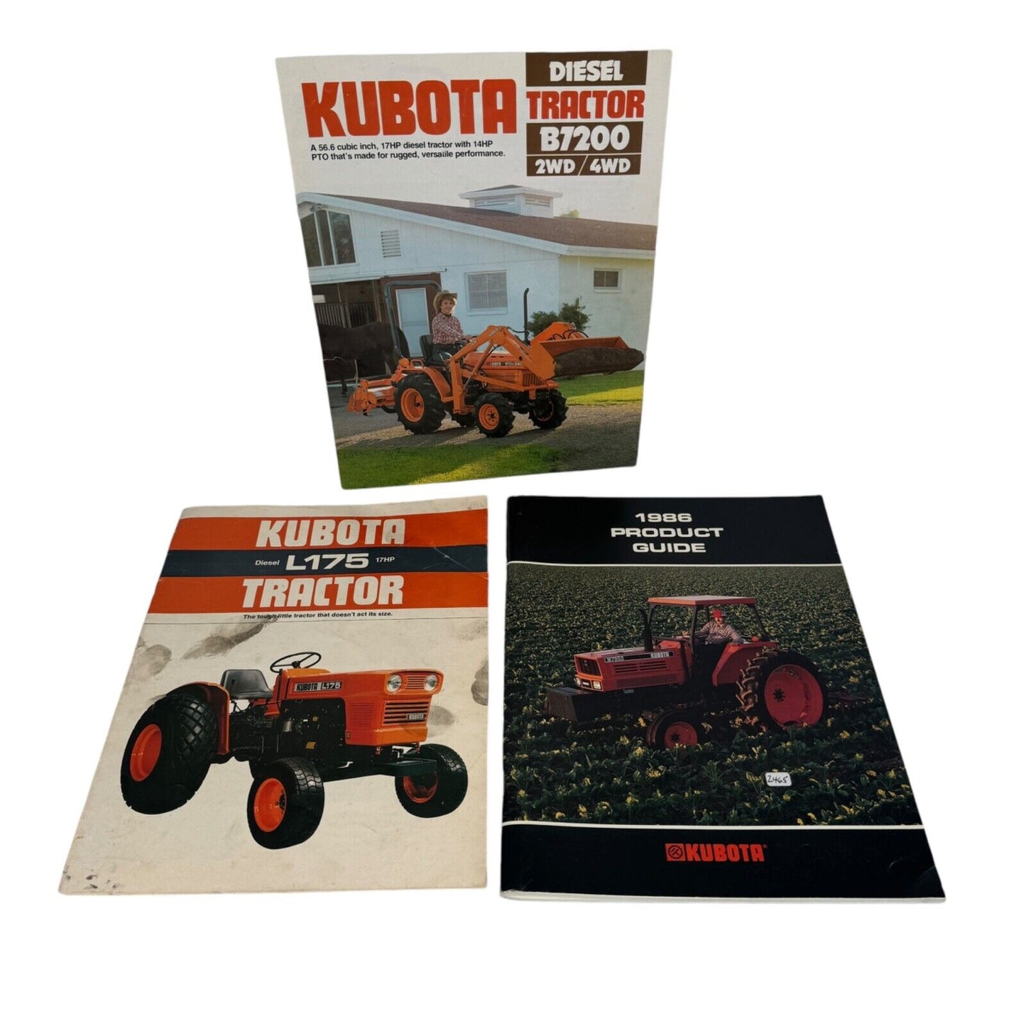 Lot of 3 Kubota VTG 70s-80s Advertising Catalogs B7200 L175 & Product Catalog