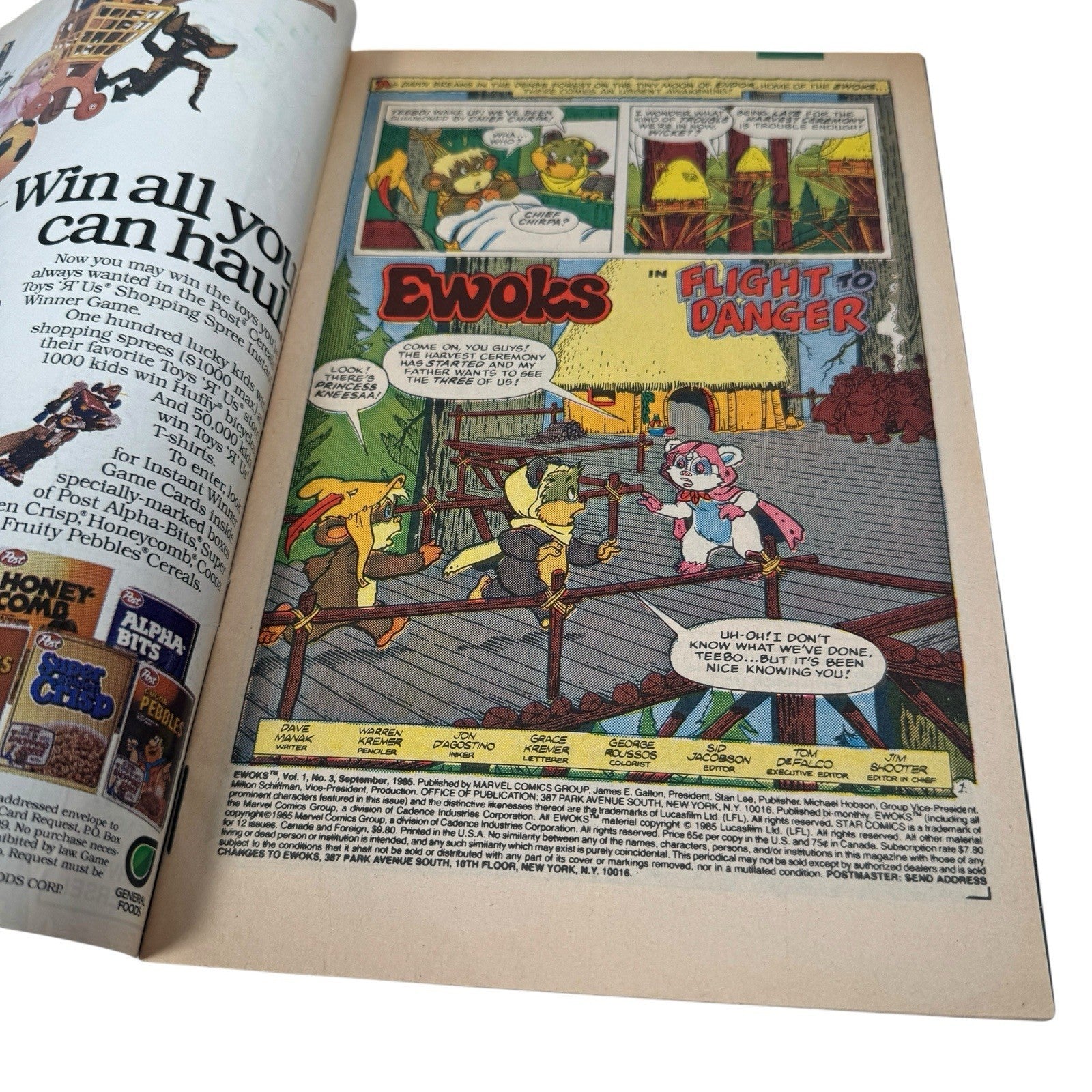 Marvel Comics Star Wars Ewoks #3 Comic Book September 1985 Flight to Danger