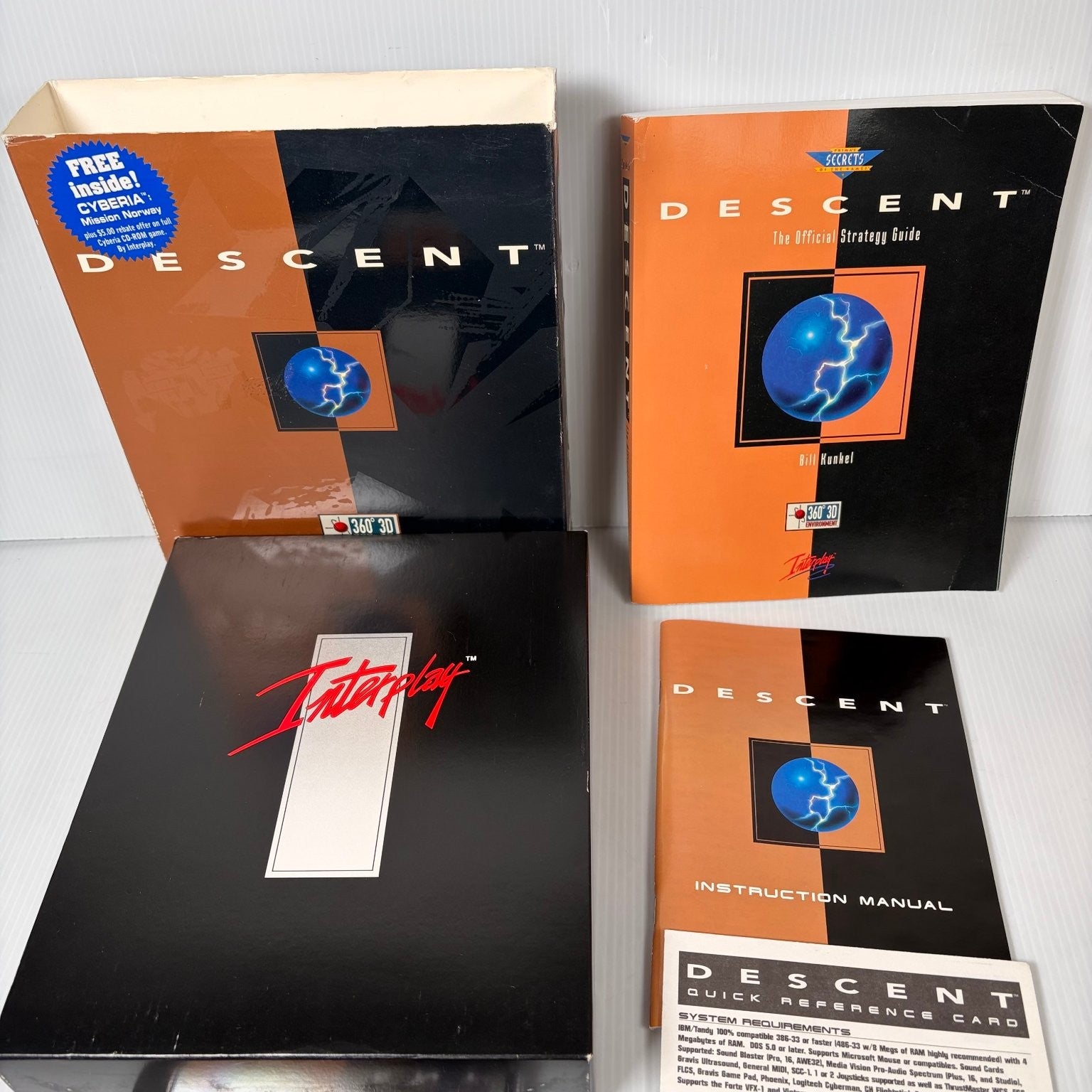 Descent Big Box PC CD-ROM Game Complete w/ Strategy Guide Multiplayer Interplay