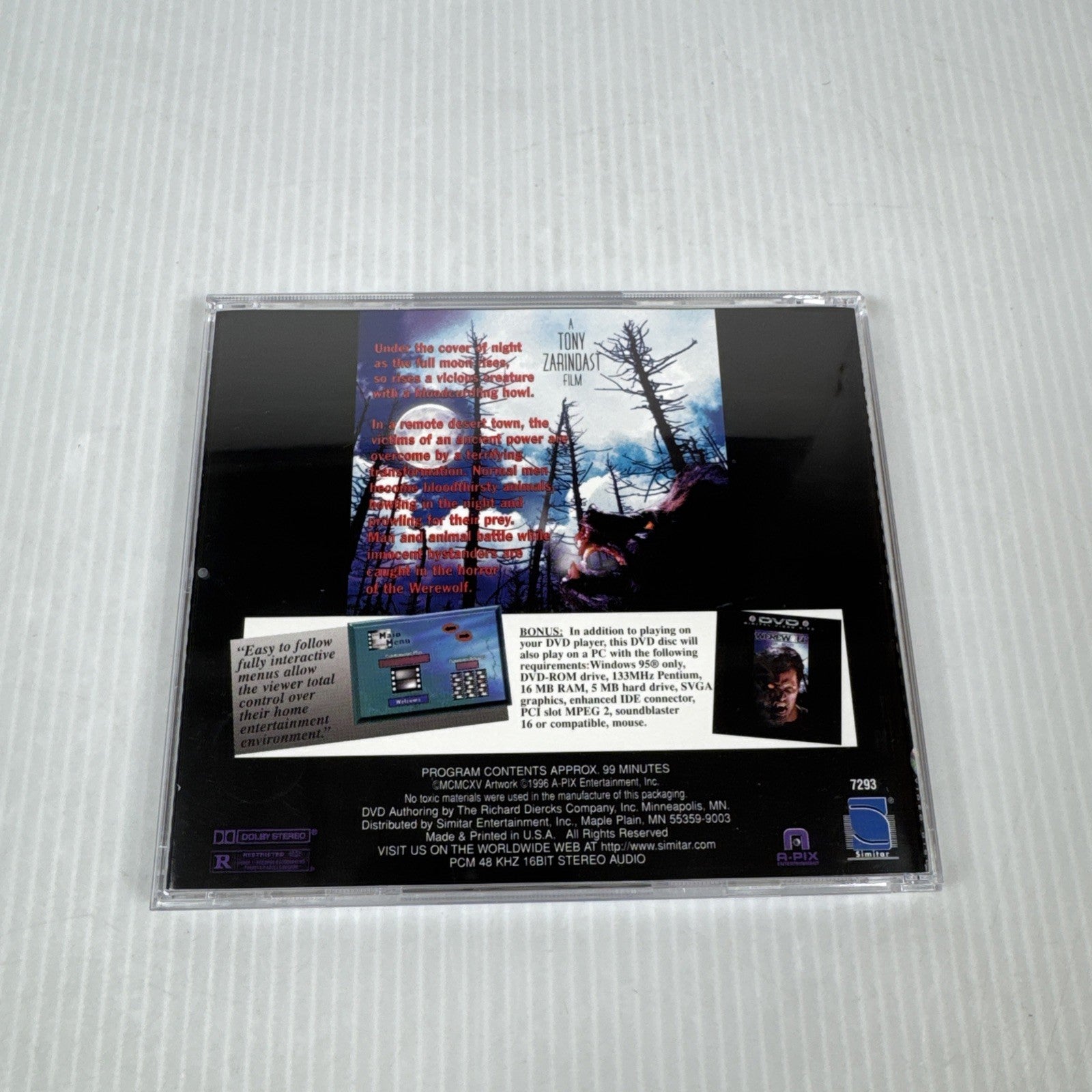 Werewolf Rest In Beast Rare Horror DVD Long Box w/ Jewel Case Tony Zarindast