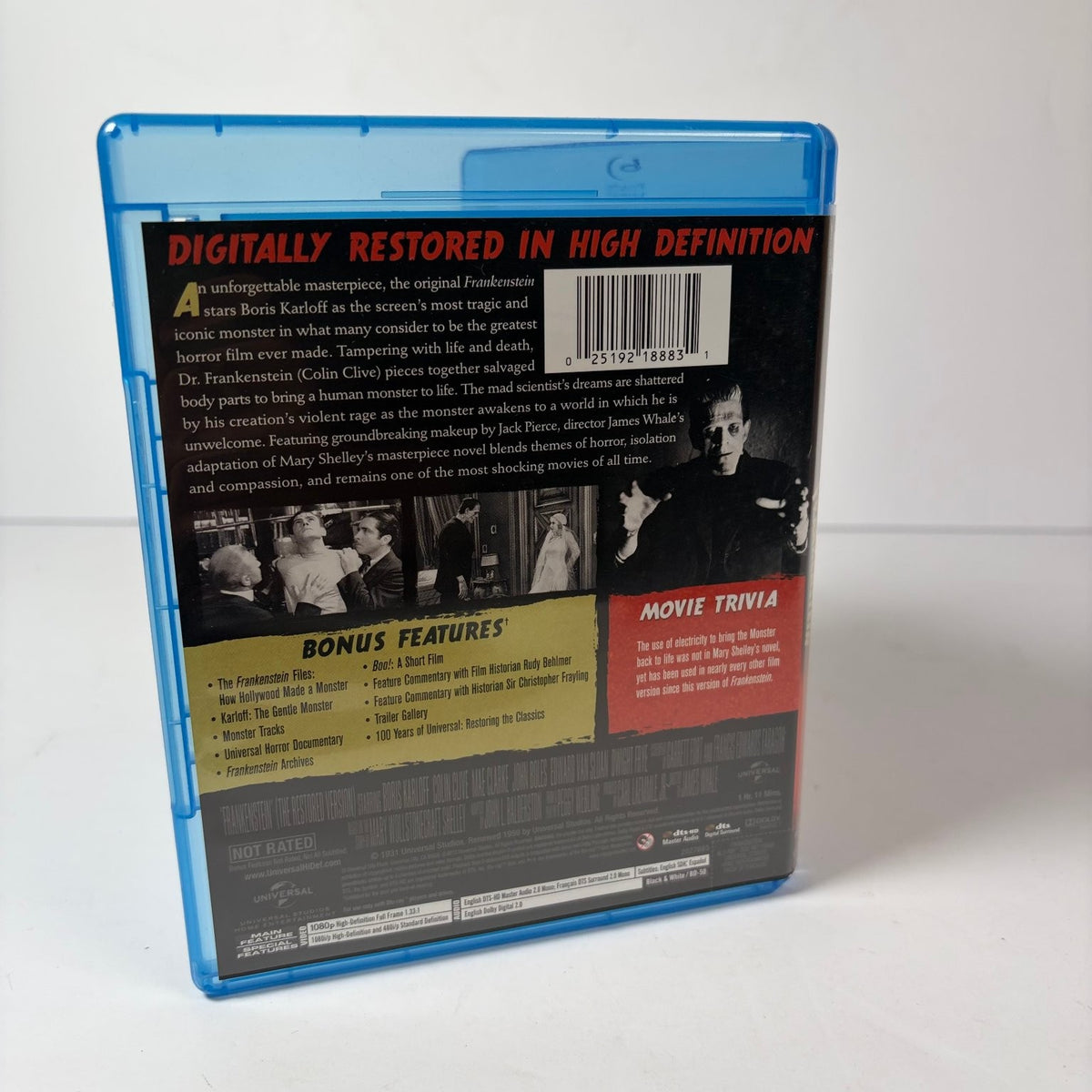 Frankenstein Blu-ray 1931 Digitally Restored Boris Karloff James Whale