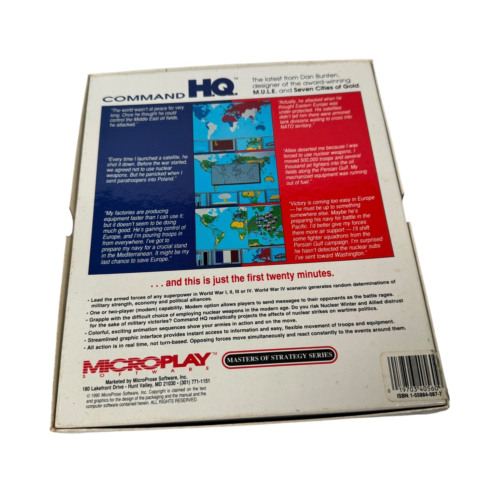 Vintage Command HQ PC Game 5.25" Disks Microplay 1990 Complete Big Box Strategy