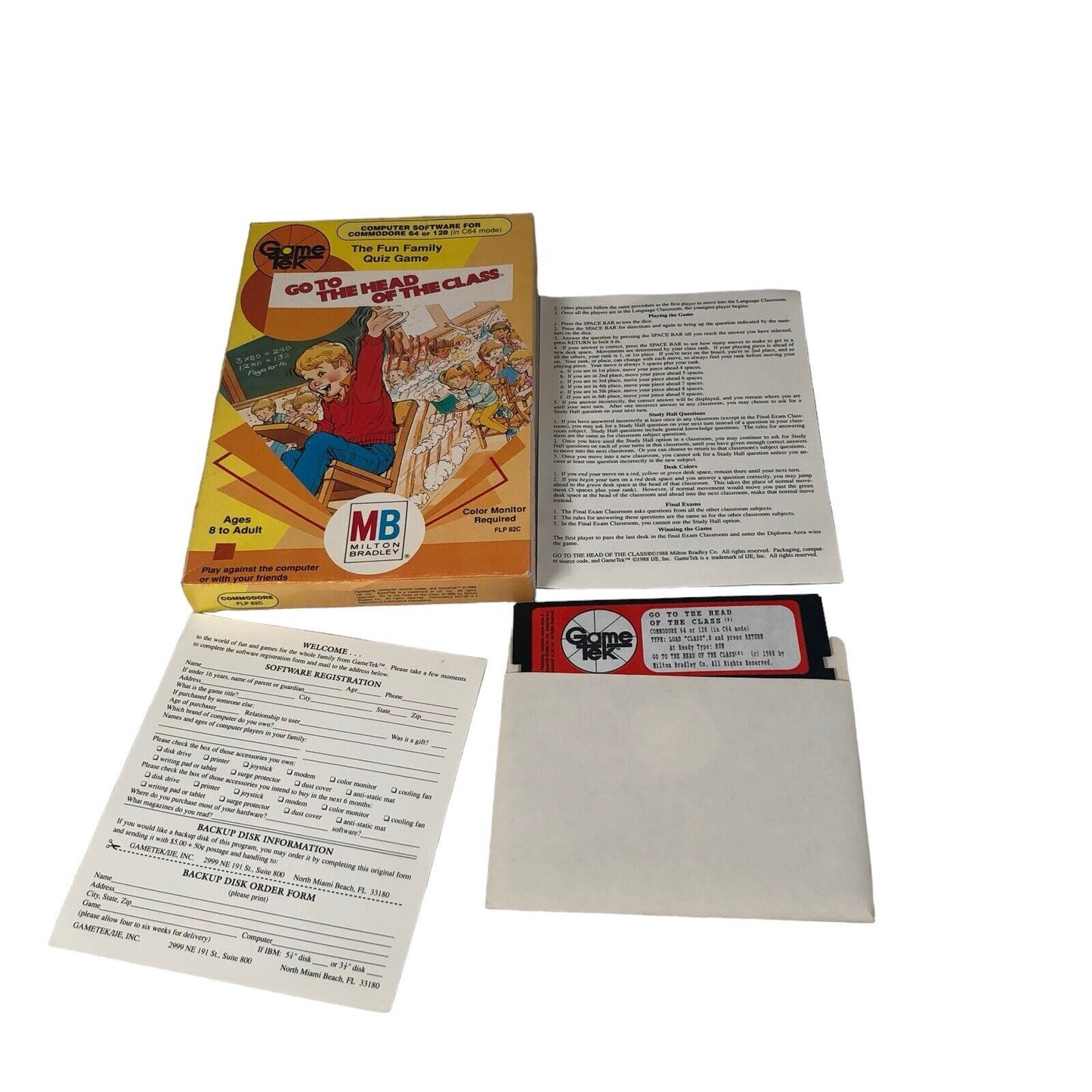 Commodore 64 / 128 Go To The Head Of The Class VTG Game Software CIB Complete