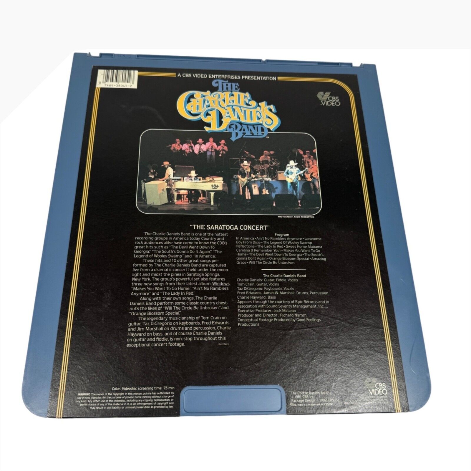 The Charlie Daniels Band The Saratoga Concert CED Videodisc RCA Selectavision