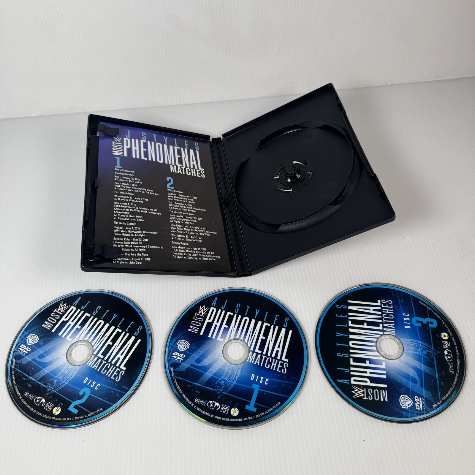 AJ Styles Most Phenomenal Matches DVD 2018 WWE Wrestling 3 Disc Set