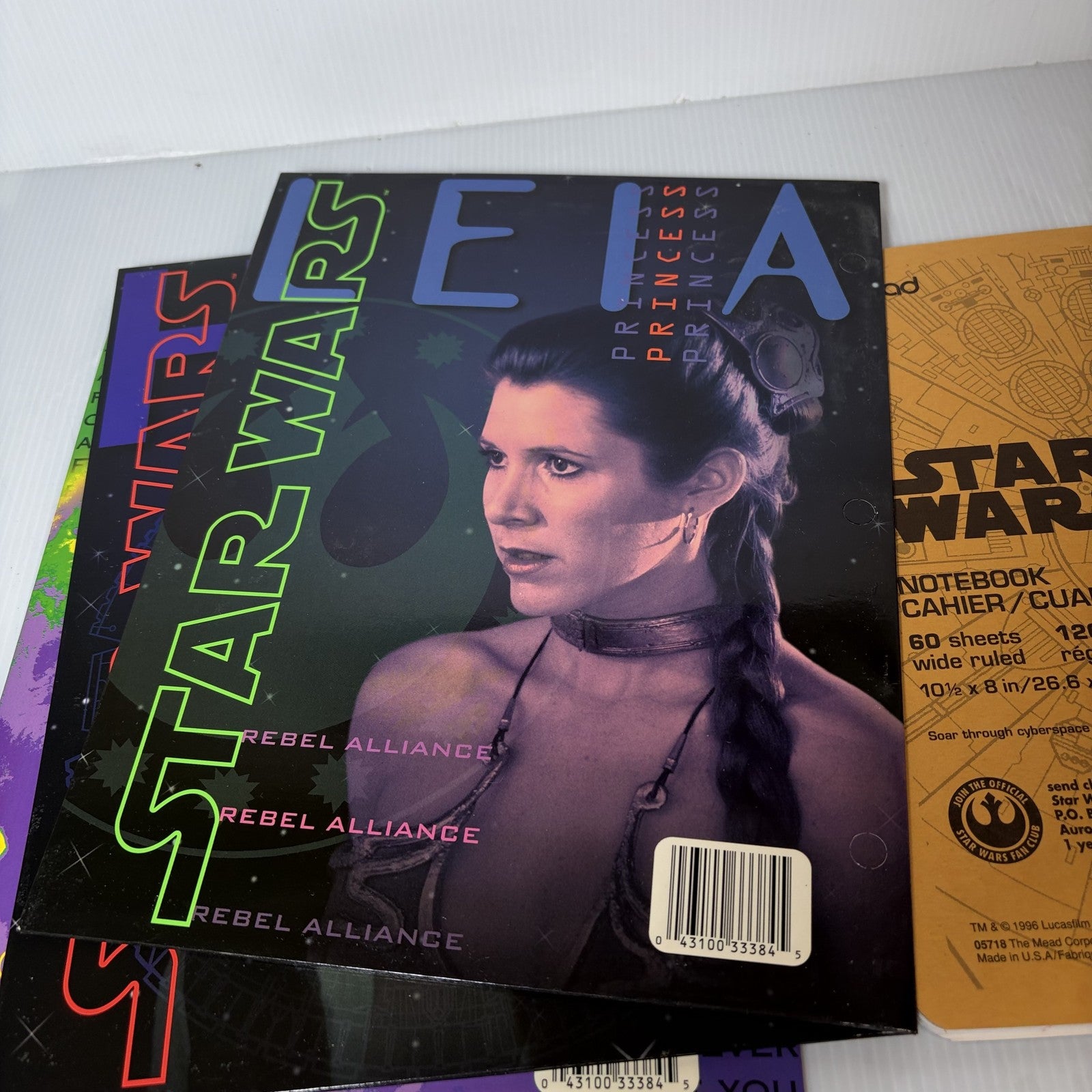 Vintage Lot of 4 Star Wars 1996 School Folders & Notebook Leia Han Solo Darth