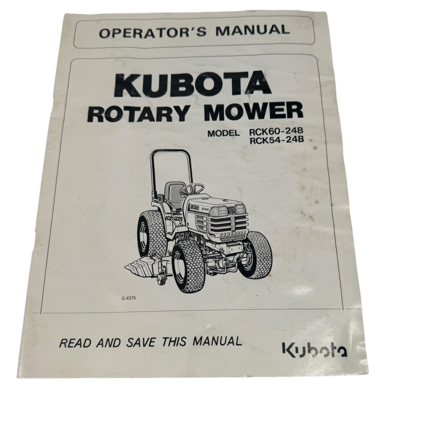 Kubota RCK60-24B RCK54-24B Rotary Mower Operators Manual G-4375