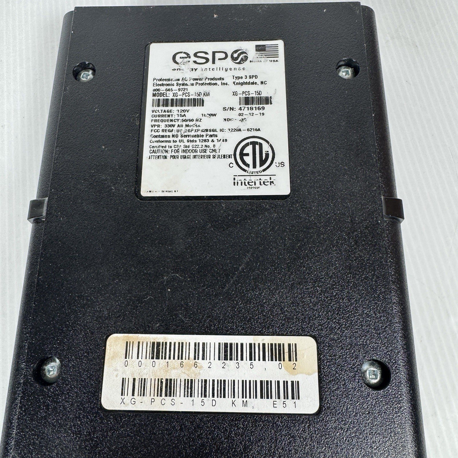 ESP NEXT GEN PCS 120V/15A AC POWER LINE FILTER SURGE PROTECTOR XG-PCS-15D