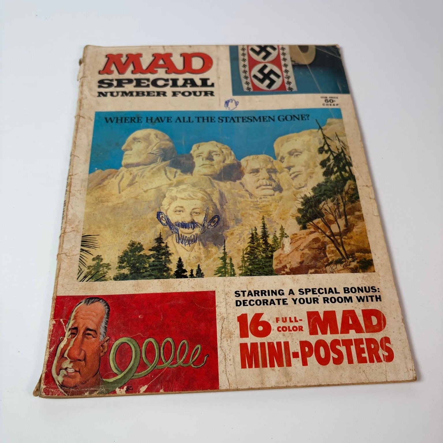 Vintage 1968 MAD Magazine Special Number 4 Mount Rushmore Mini-Posters Satire