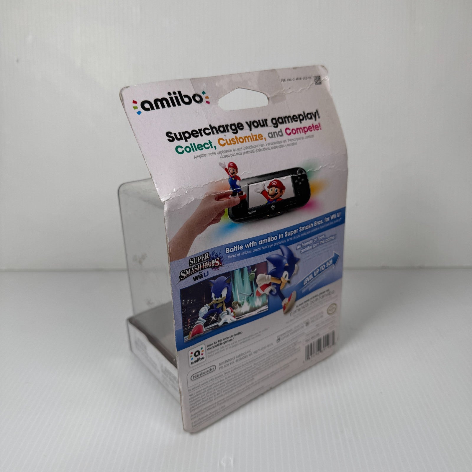 Nintendo Amiibo Sonic Super Smash Bros. Wii U Figure Sealed in Box w/ Wear