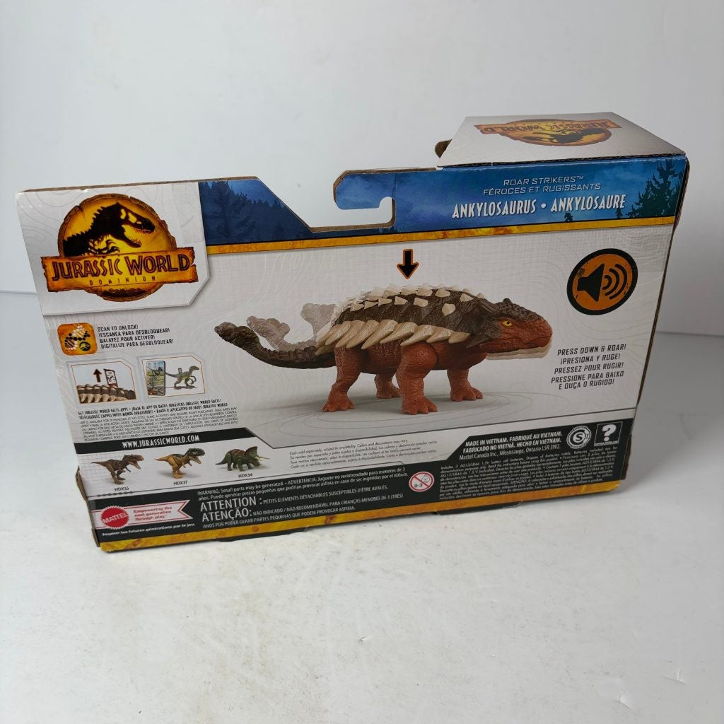 Jurassic World Dominion Roar Strikers Ankylosaurus Figure Mattel HDX36 Sound Toy