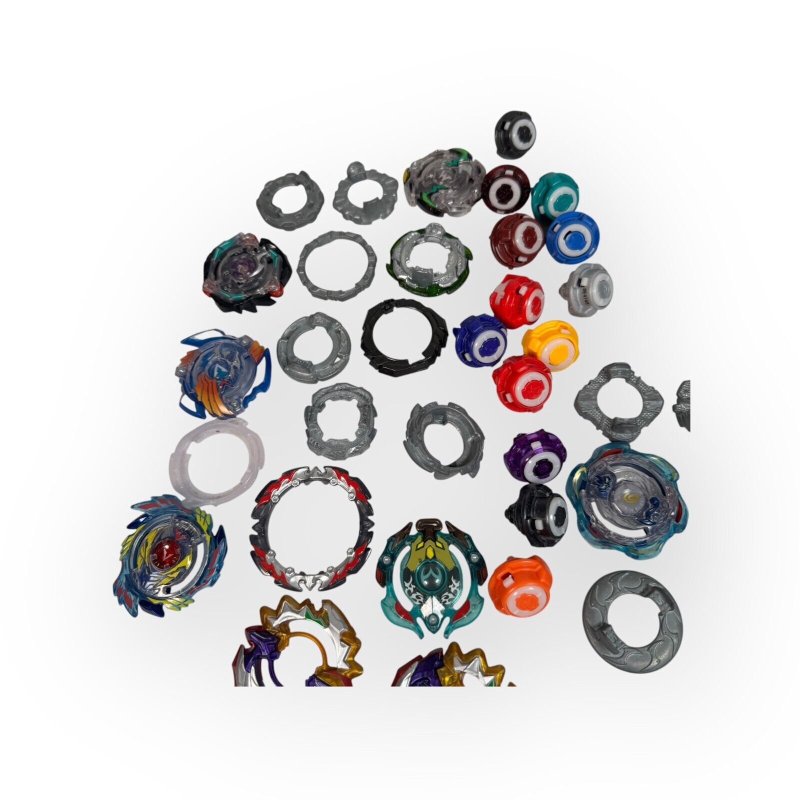 Beyblade Burst Lot of 1 Launcher, 4 Prebuilt Beyblades & Many Beyblade Parts