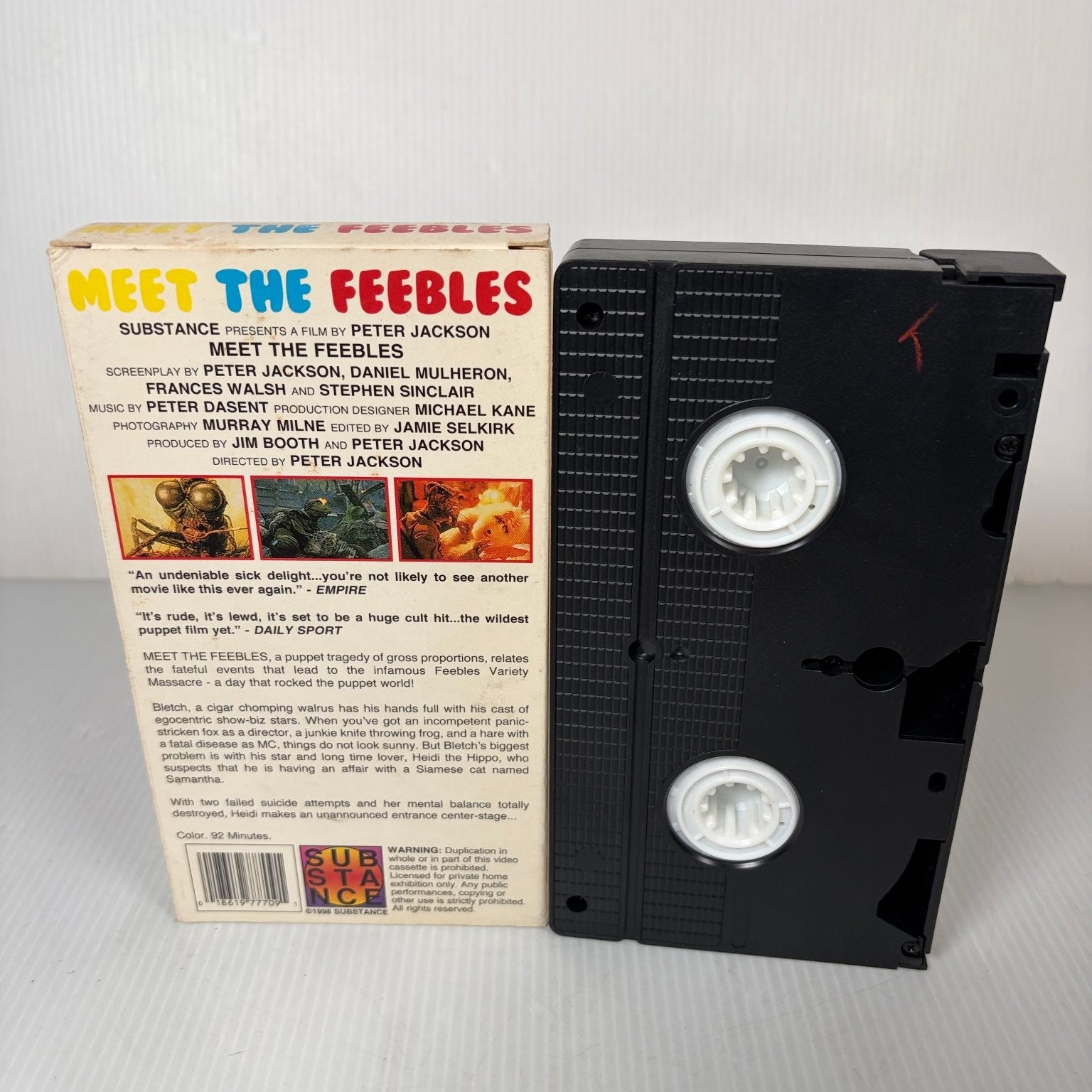 Meet the Feebles VHS 1990 Cult Dark Comedy Peter Jackson Substance