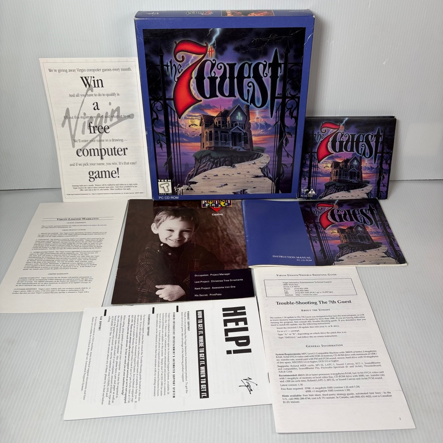 The 7th Guest PC CD-ROM Video Game Big Box Complete FMV Puzzle Mystery